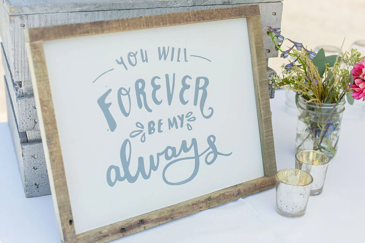 www.santabarbarawedding.com | Phillip Van Nostrand | Casitas Valley Farm | Wedding Sign