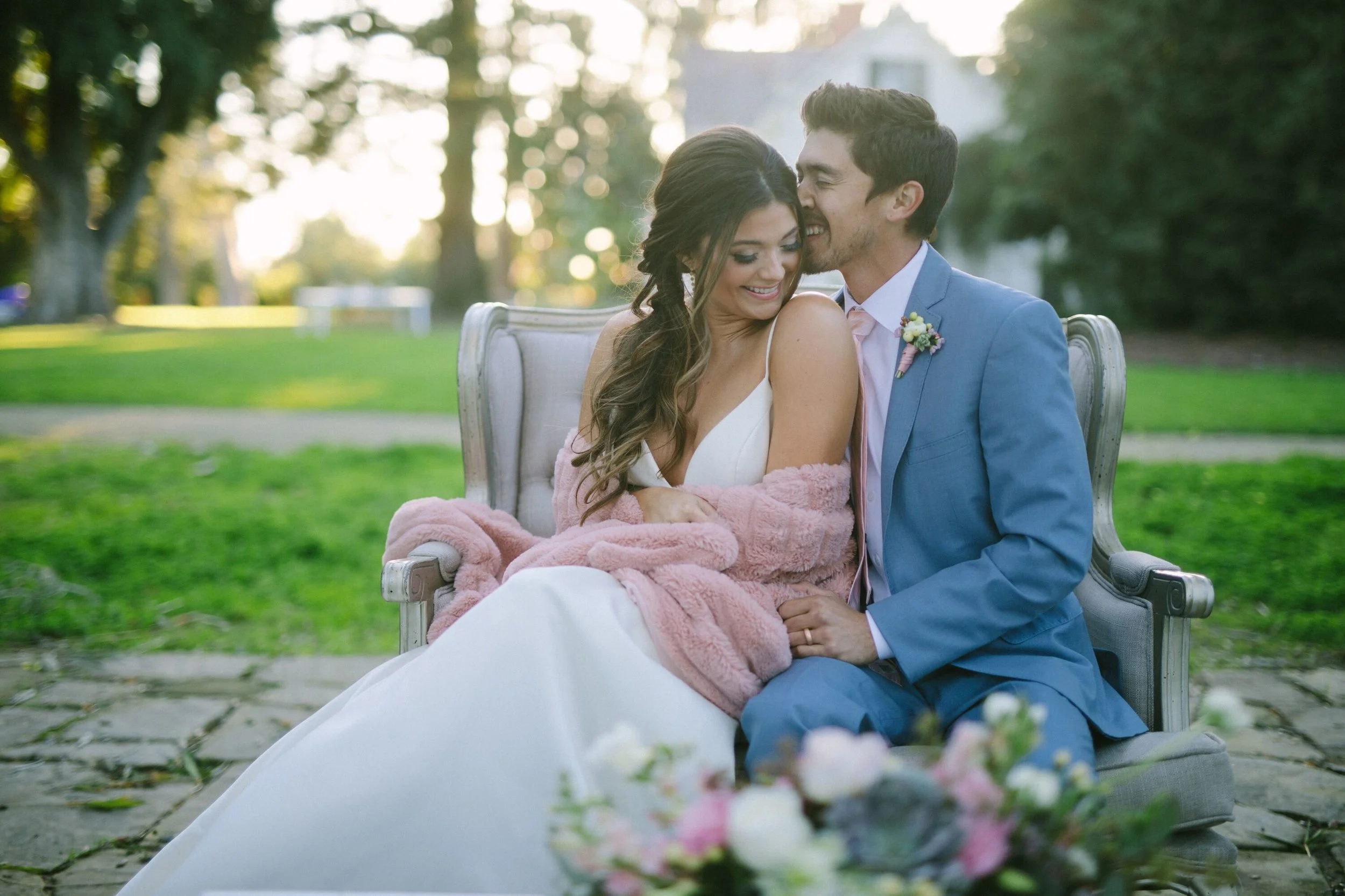 www.santabarbarawedding.com | Photographer: Patrick Ang | Venue: Rancho La Patera & Stow House | Wedding Planner: Elyse Rowen of Elyse Events | Bride and Groom Cuddle