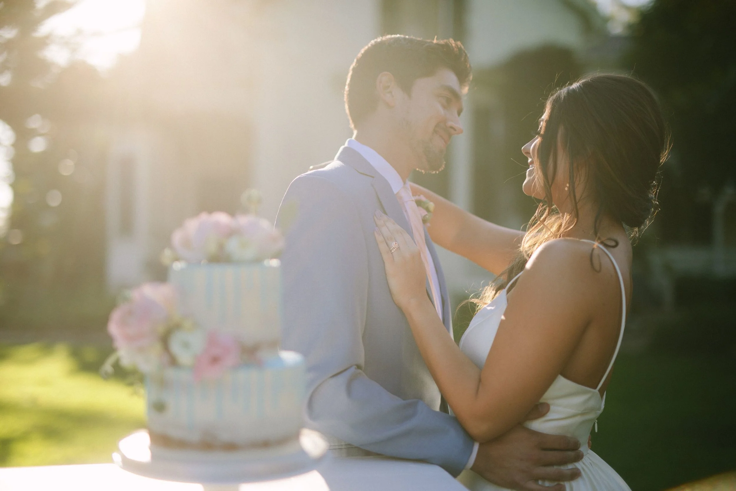 www.santabarbarawedding.com | Photographer: Patrick Ang | Venue: Rancho La Patera & Stow House | Wedding Planner: Elyse Rowen of Elyse Events | Bride and Groom with Wedding Cake