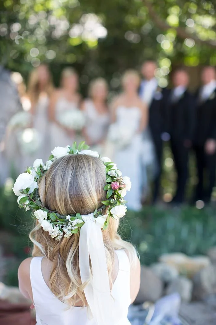 www.santabarbarawedding.com | Kristen Beinke | San Ysidro Ranch | Alexandra Kolendrianos | TOAST | Flower Girl’s Crown