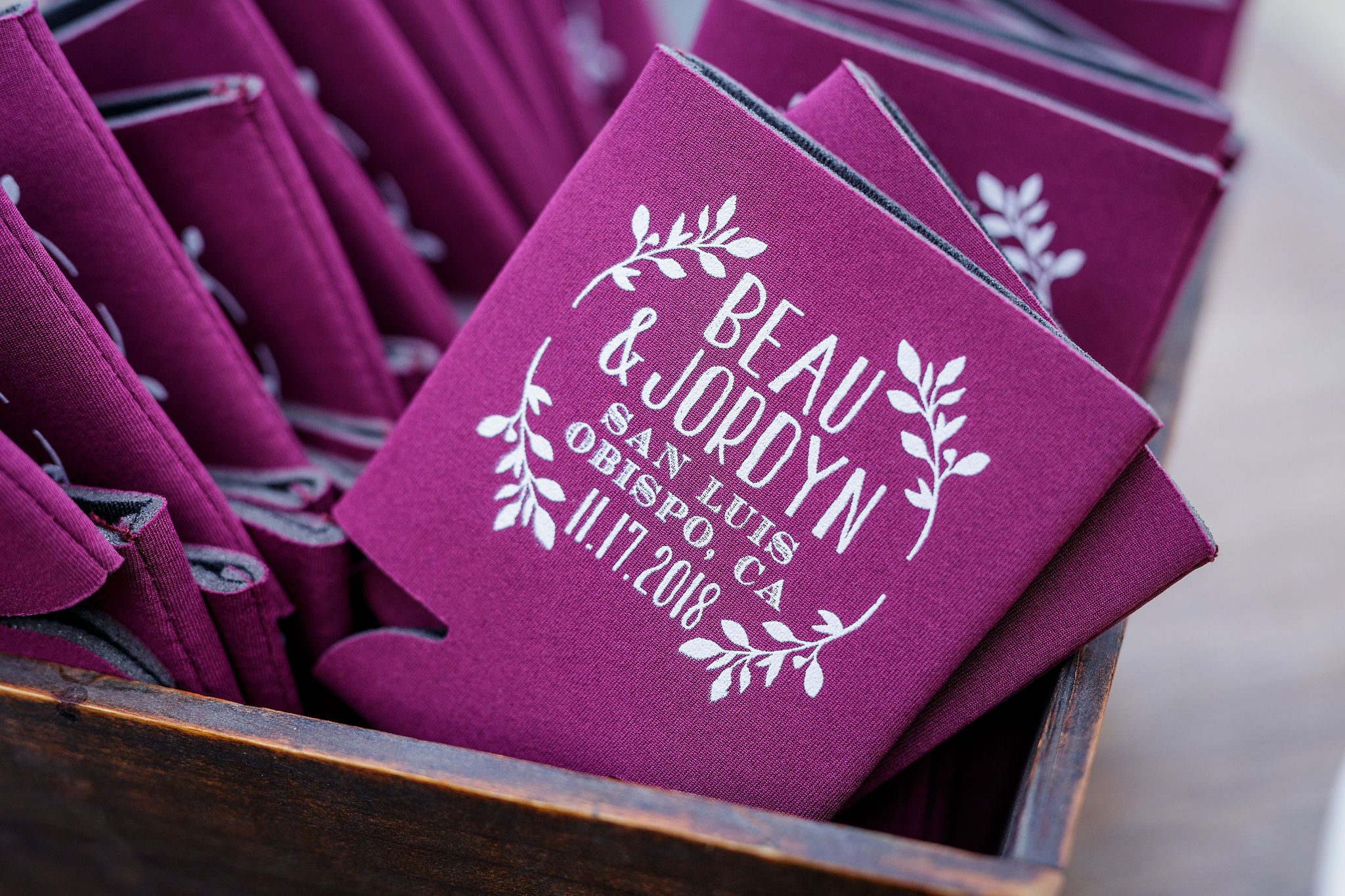 www.santabarbarawedding.com | Kiel Rucker | Greengate Ranch | Kramer Events | Personalized Koozies