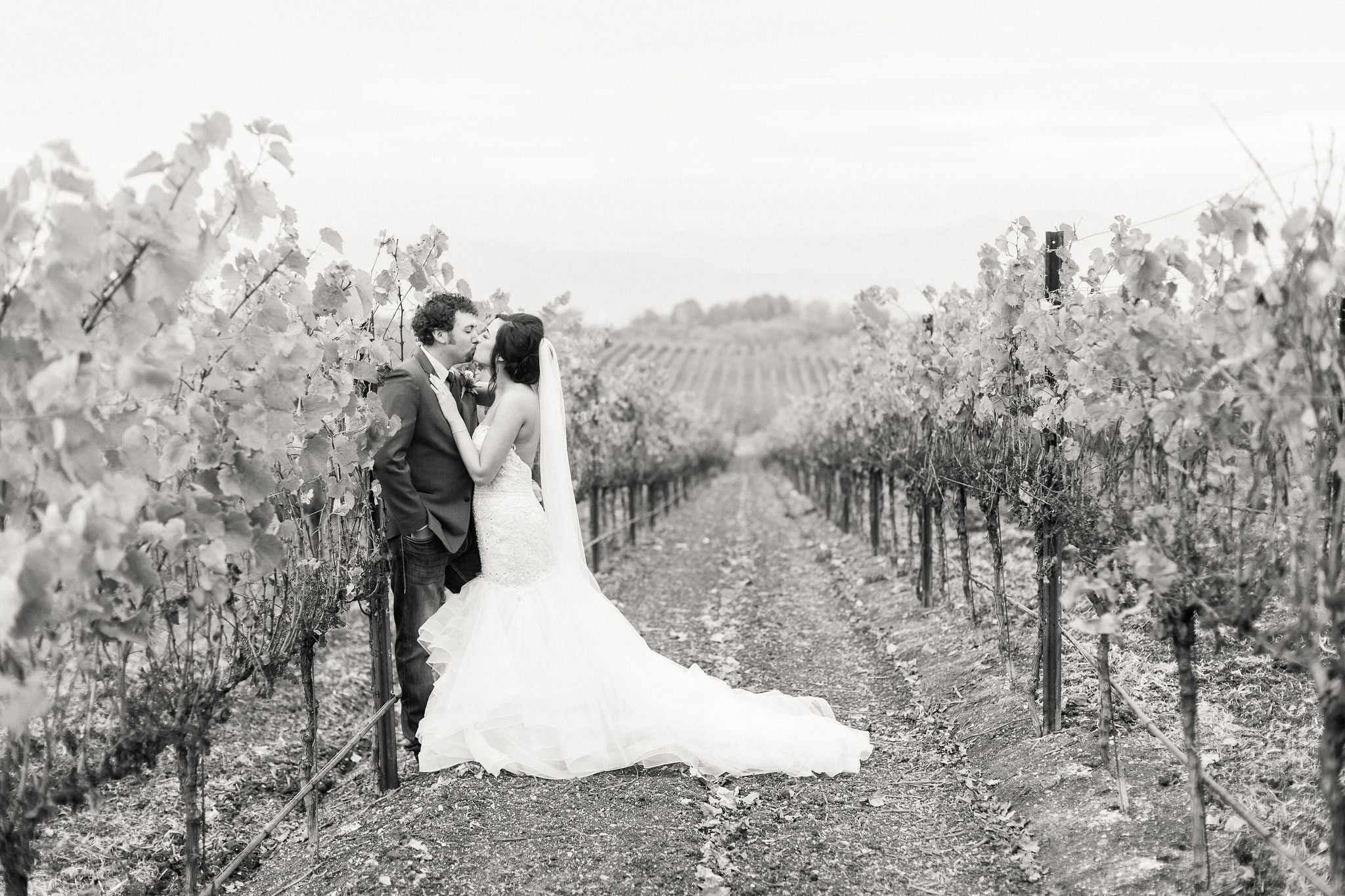 www.santabarbarawedding.com | Kiel Rucker | Greengate Ranch | Kramer Events | Bianca’s Bridal | Bride and Groom Kiss Among the Trees
