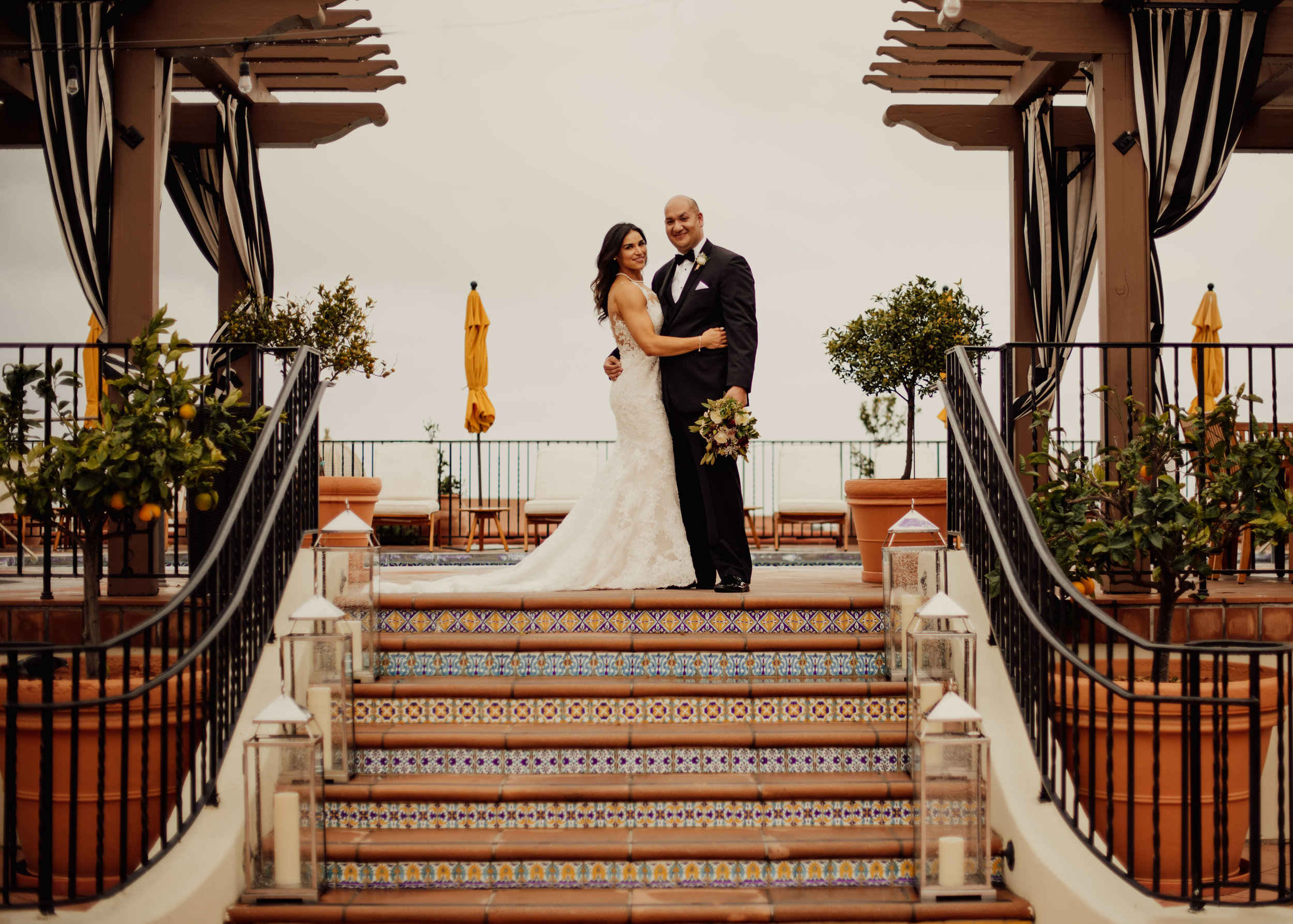 www.santabarbarawedding.com | SefraKay Photography | Kimpton Canary Hotel | Alexis Ireland | Bride and Groom on the Steps