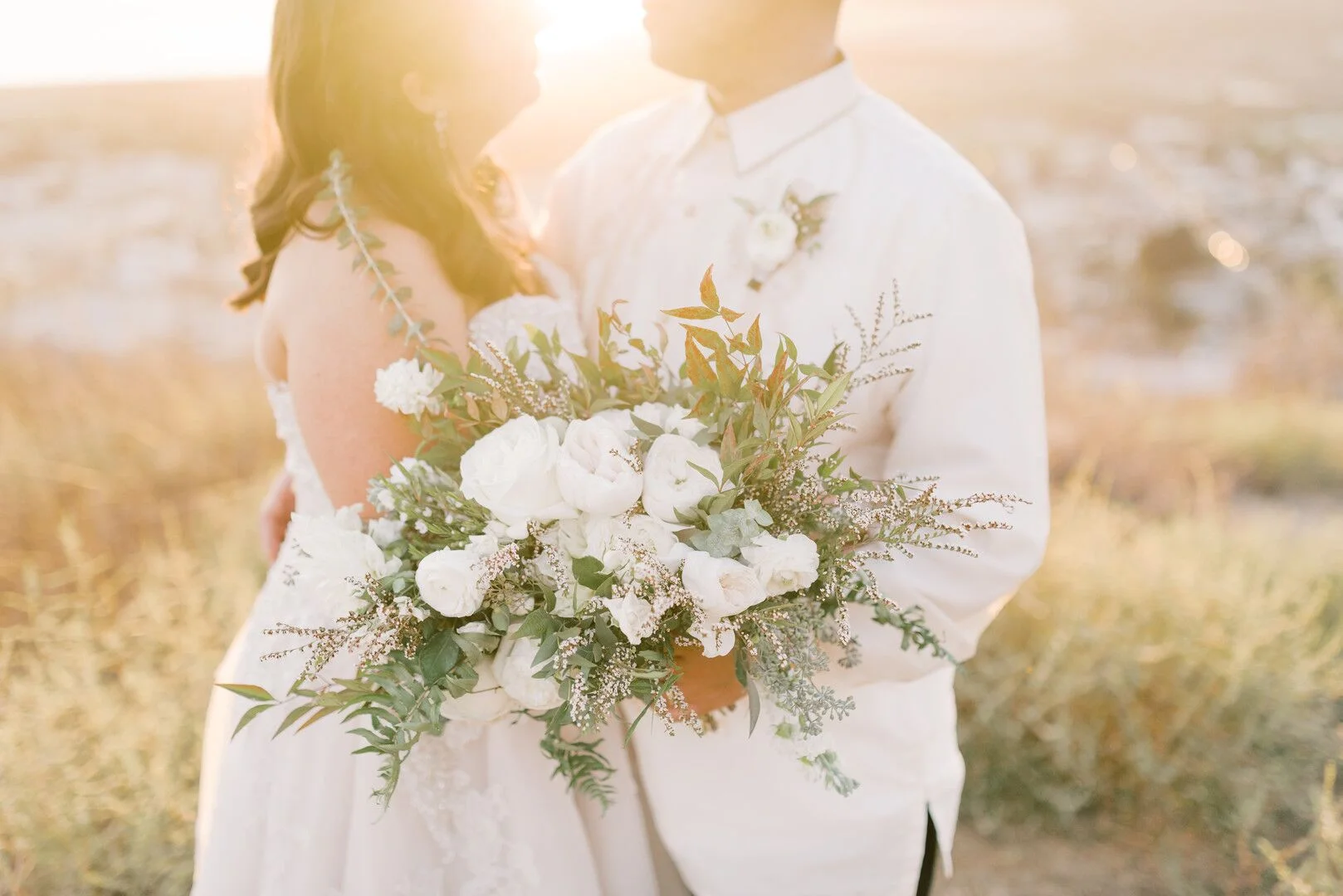 wwww.santabarbawedding.com |Planner: Vintage Heart Events | Ceremony Venue: Serra Cross Park | Photographer: Haley Richter Photography | Bride and Groom with Bouquet