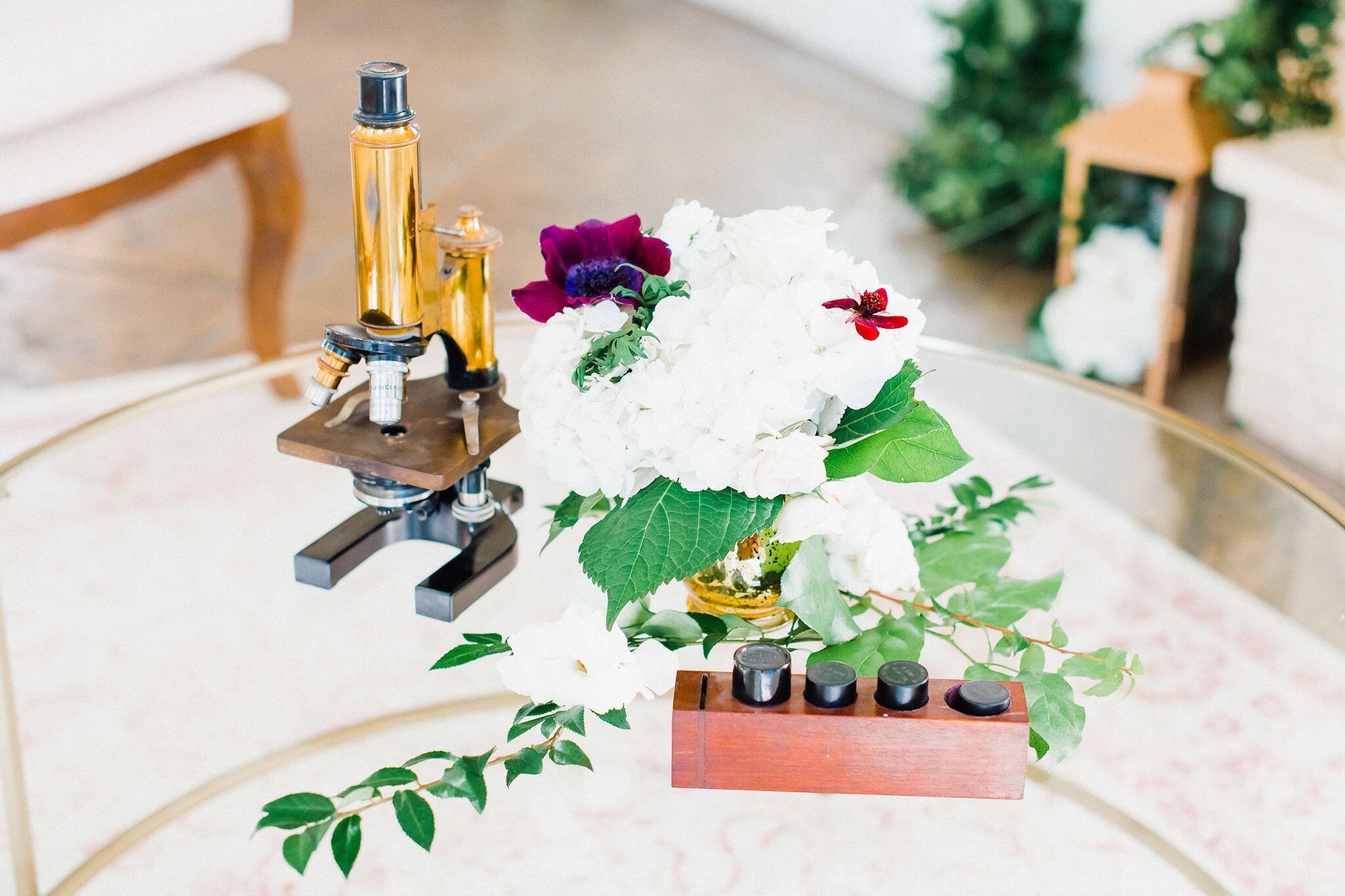 www.santabarbaraweddings.com | Photographer: Grace Kathryn | Venues: Villa & Vine, Santa Barbara Courthouse, Hilton Santa Barbara Resort | Coordination: Burlap & Bordeaux | Vintage Microscope