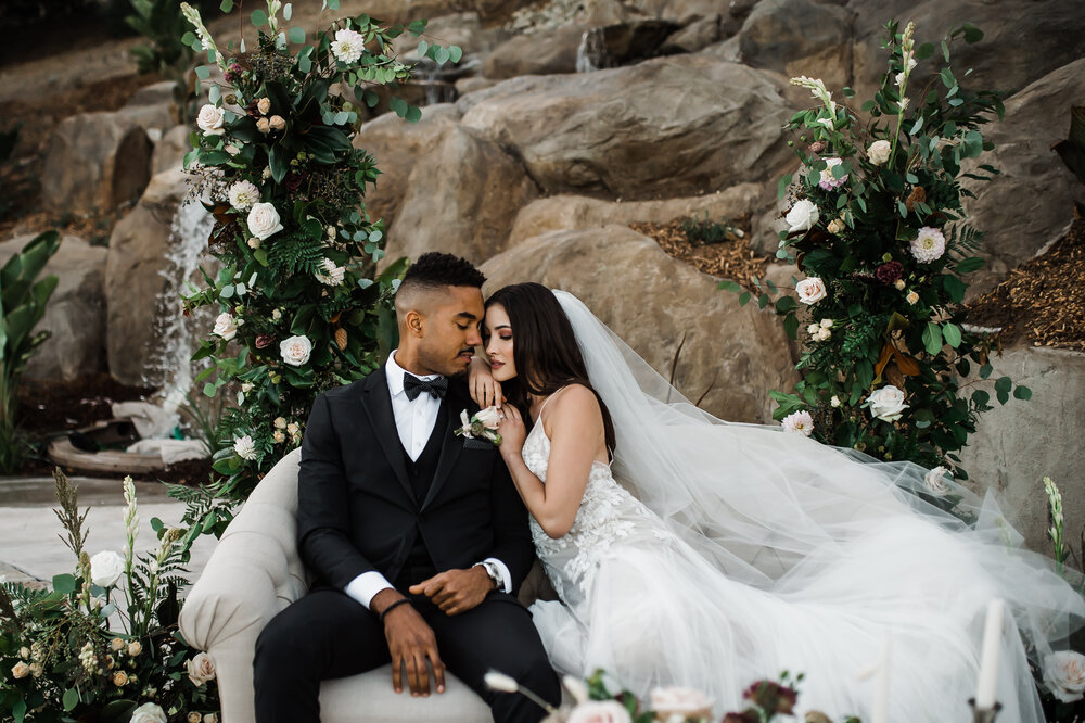 www.santabarbarawedding.com | The Tavern at Zaca Creek | Events by Fran | Michelle Ramirez Photography | Tangled Lotus | Friar Tux | Ever After Bridal | Jackie Romero | Bride and Groom in Lounge Area
