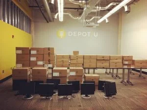 Computers await installation at the former Depot U space at Innovation Depot for the upcoming first round of Generation training.