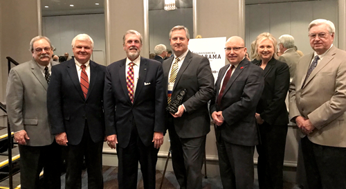 Left to right: Gary Faulkner, Alabama Forestry Commission; David O’Mary, Mayor of the City of Jasper; Jim Searcy, Executive Director of EDAA; David Knight, Executive Director, Walker County Development Authority; Bob Smith, Assistant Director of Business Development, Alabama Department of Commerce; Kerri Jones, Project Manager, Walker County Development Authority; and Bob Reed, Board Chairman of the Walker County Development Authority