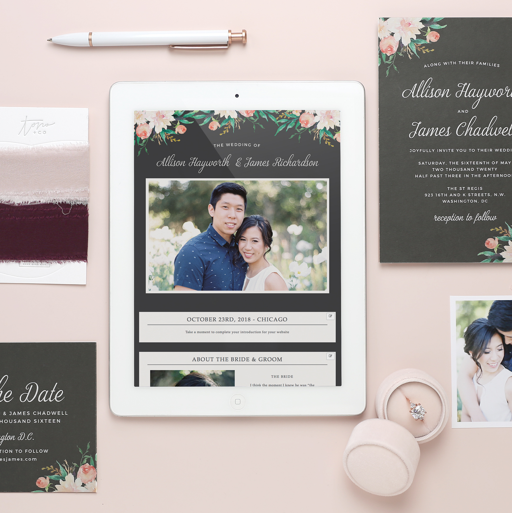 Custom websites that match your invitations and save the dates perfectly!