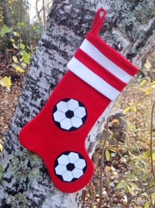 Christmas Soccer Stocking - Cherry Red