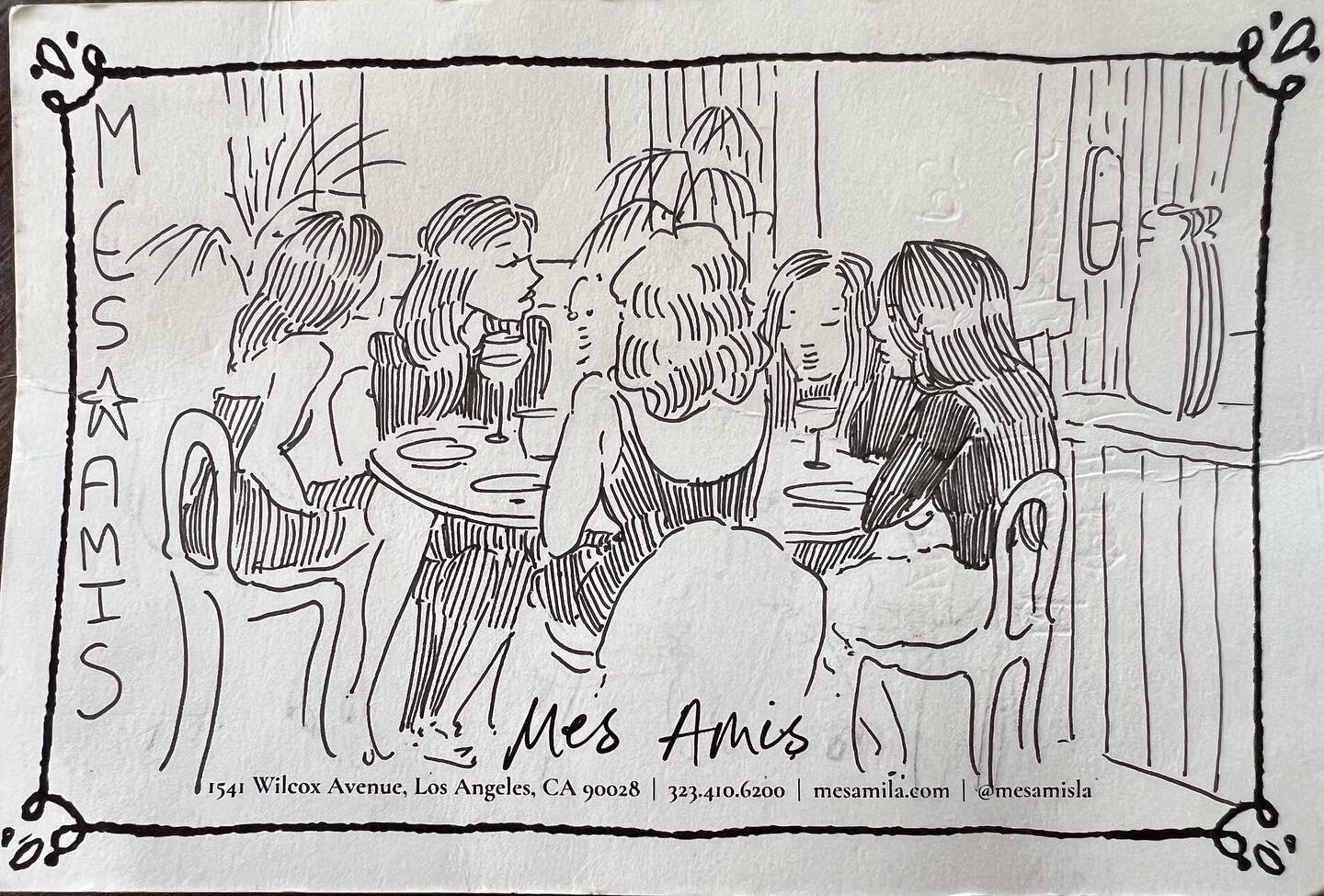 As if the delectable French fare by chef @lincolncarson wasn&rsquo;t enough to make us fall in love with @mesamisla &mdash; Thank you to the restaurant&rsquo;s in-house illustrator for this sweet memento from our birthday dinner last night ❤️