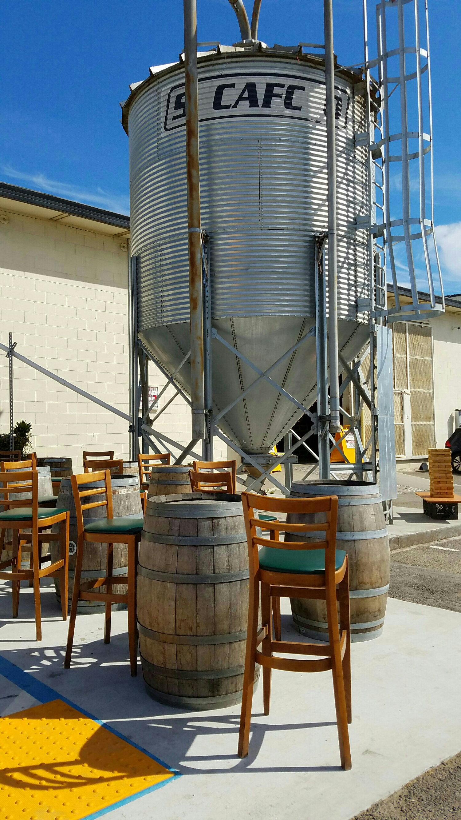 Malt silo.