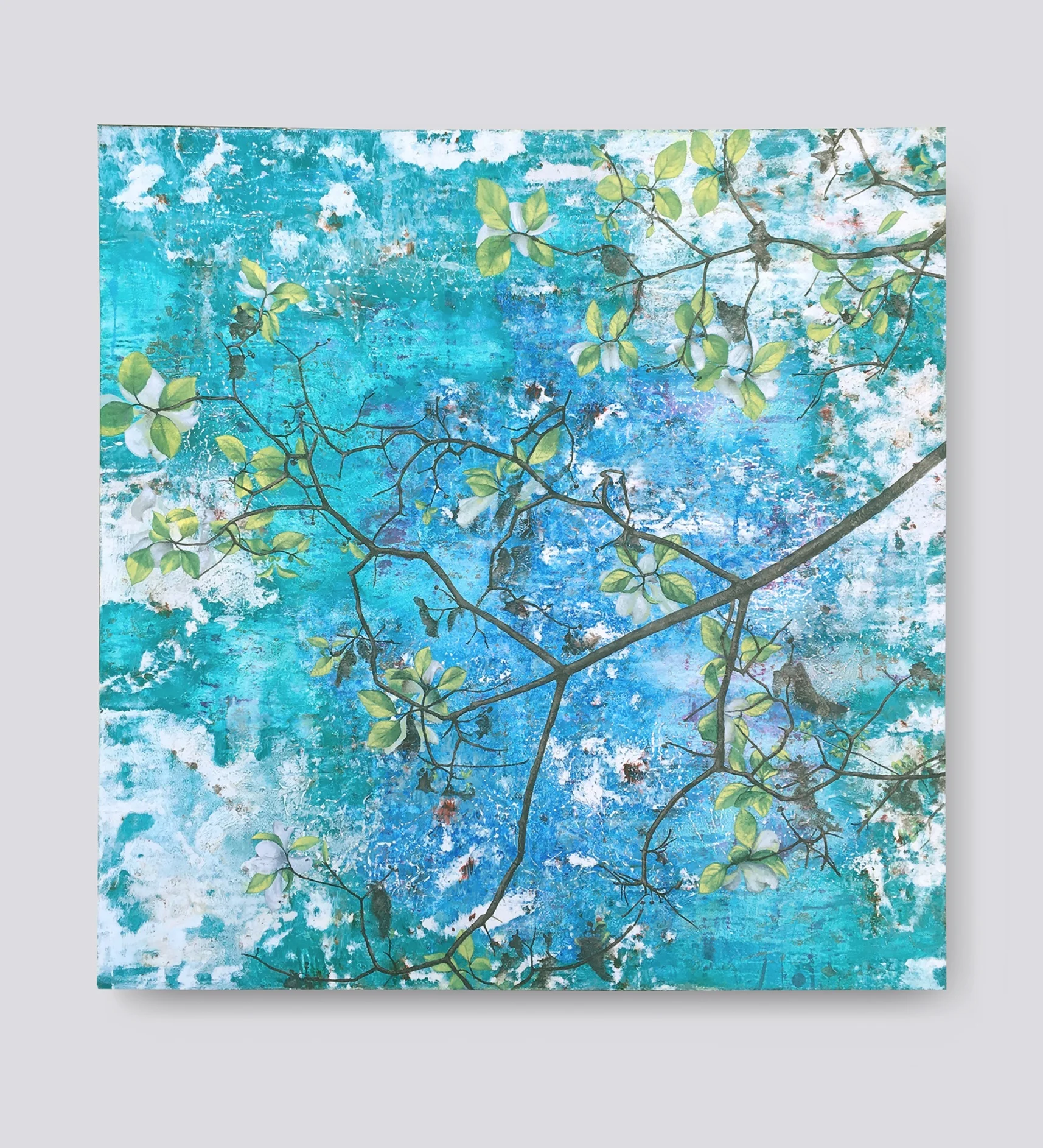 Dogwood Branch oil on canvas 30" x 30" Canvas edge is painted (1.5” deep) $900