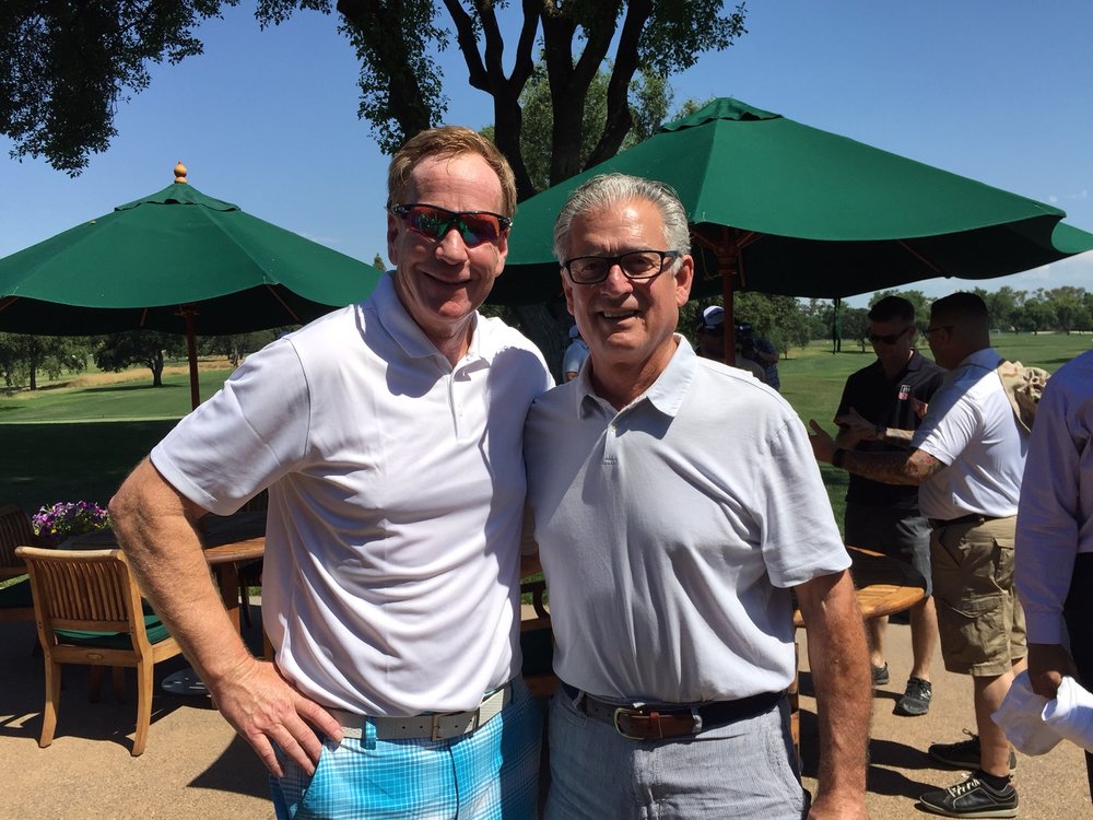  Sacramento sports talk host Grant Napear (l) with B2B founder Mike Pereira. 