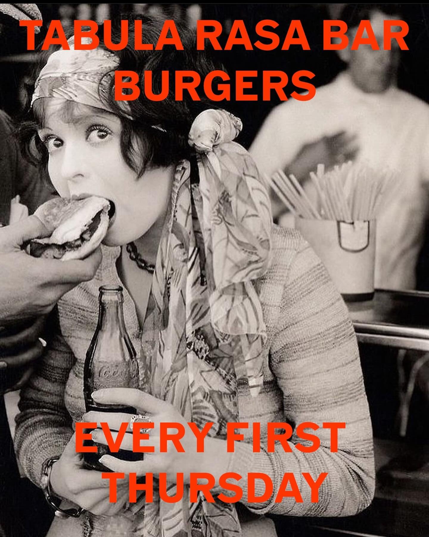 FIRST THURSDAYS at Tabula Rasa Bar! Fuel up with Burgers by Brent from 5pm till sold out, and then boogie down with @sherryyounge on the decks with a chilled red in hand! #tabularasabar #firstthursdays #burgersandvinyl