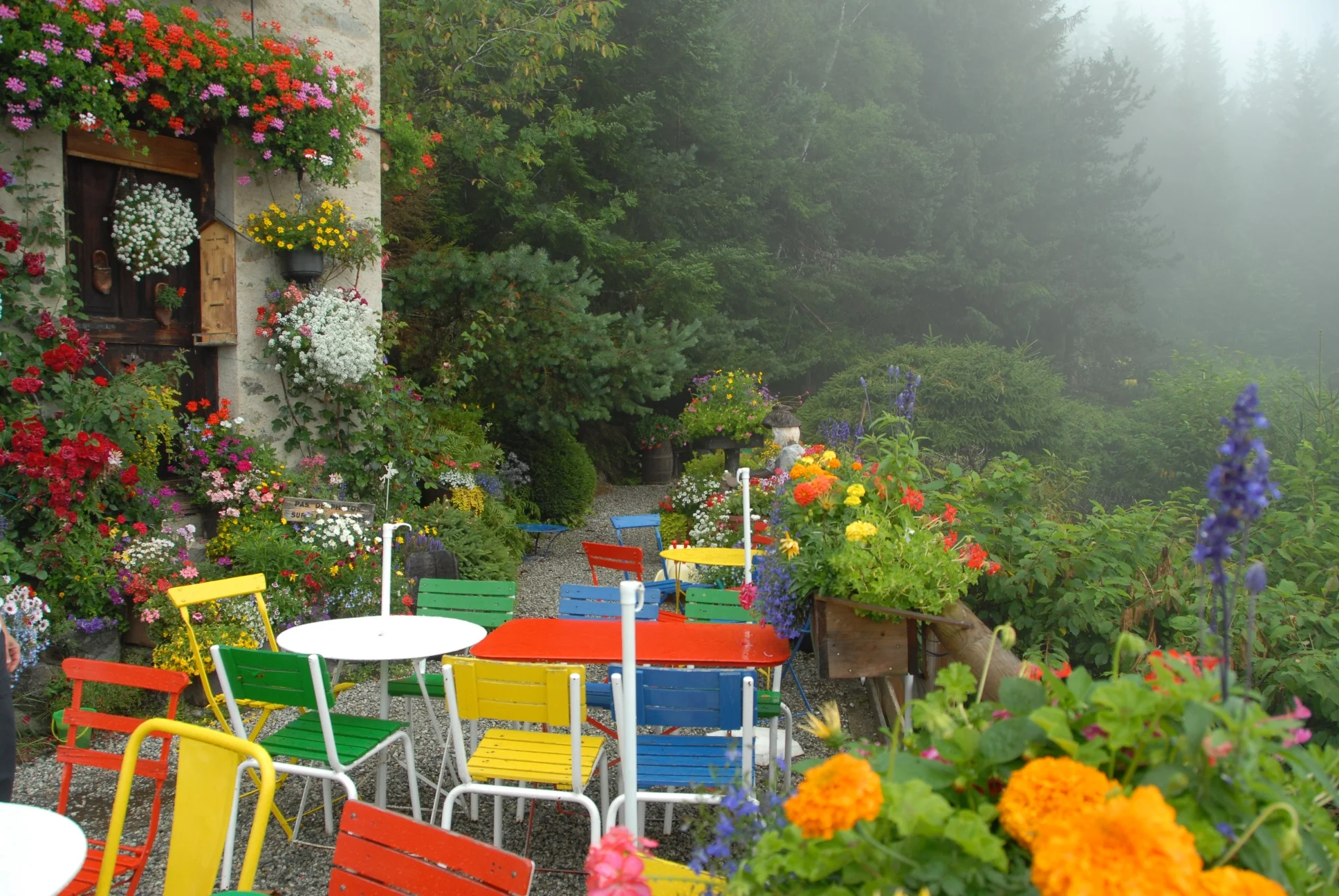 Flowers at Cafe La Floria on the first stage