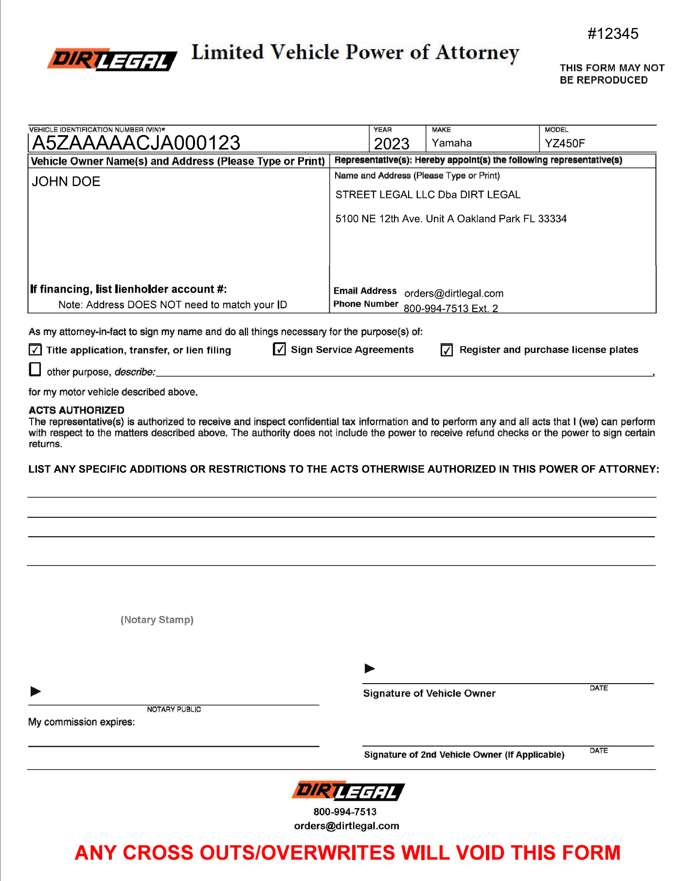 notarized power of attorney form