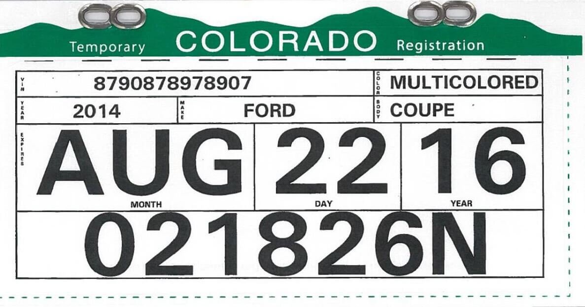 Colorado Temp Tag Template