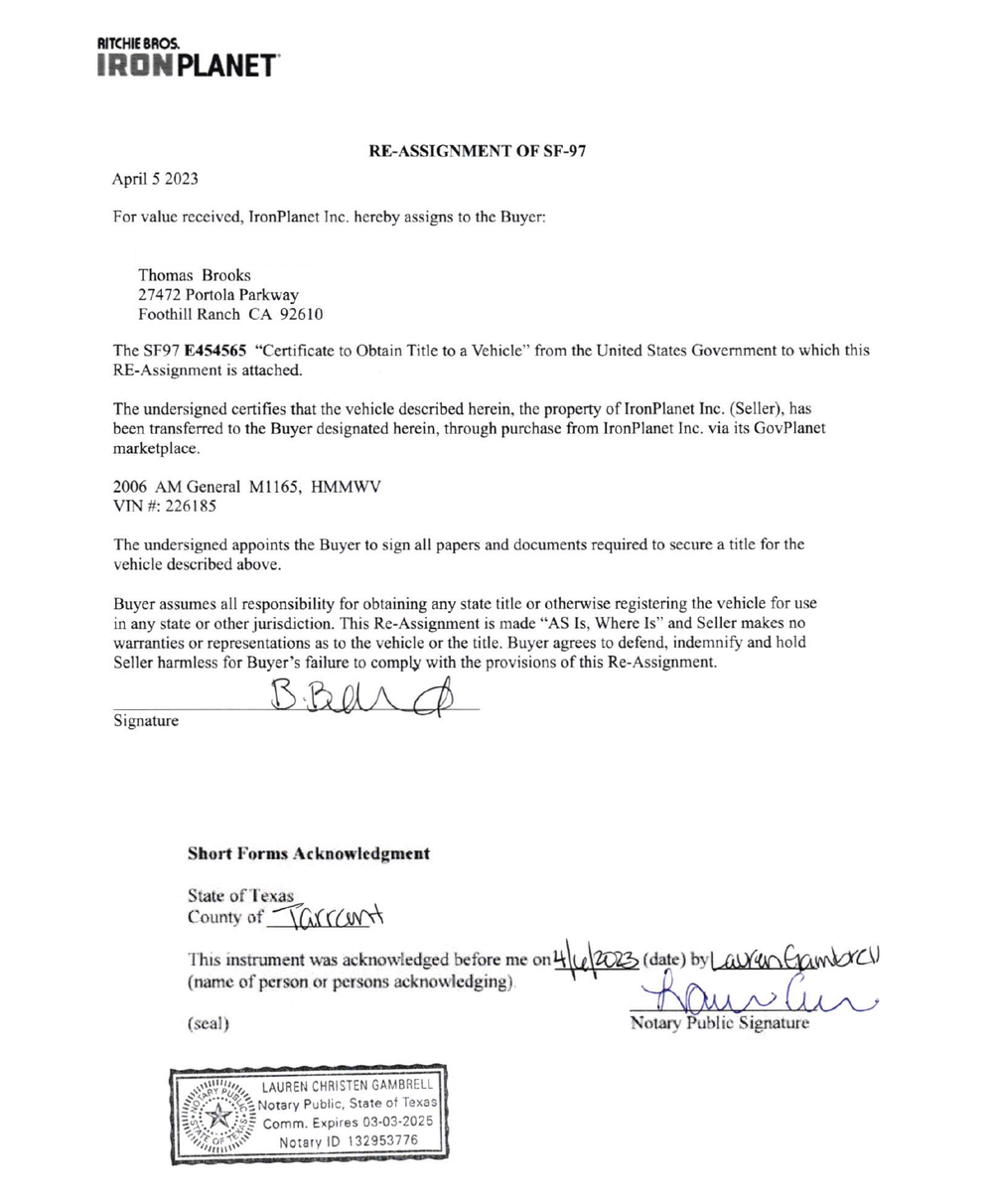 Sf97 SF-97 Reassignment — Dirt Legal