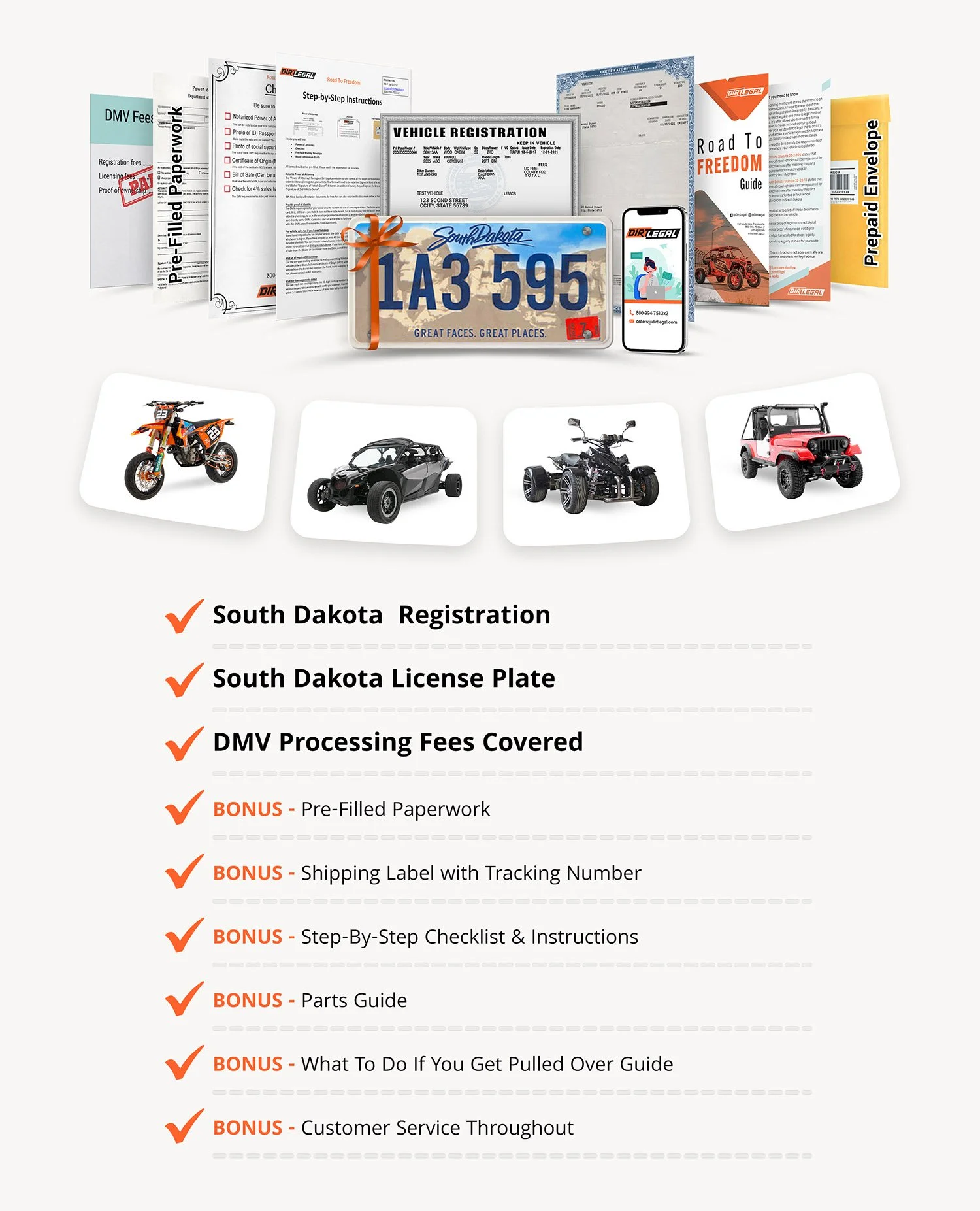 Street Legal Dirt Bike, ATV, UTV Registration Service Legalize Your KTM, Honda, Can Am