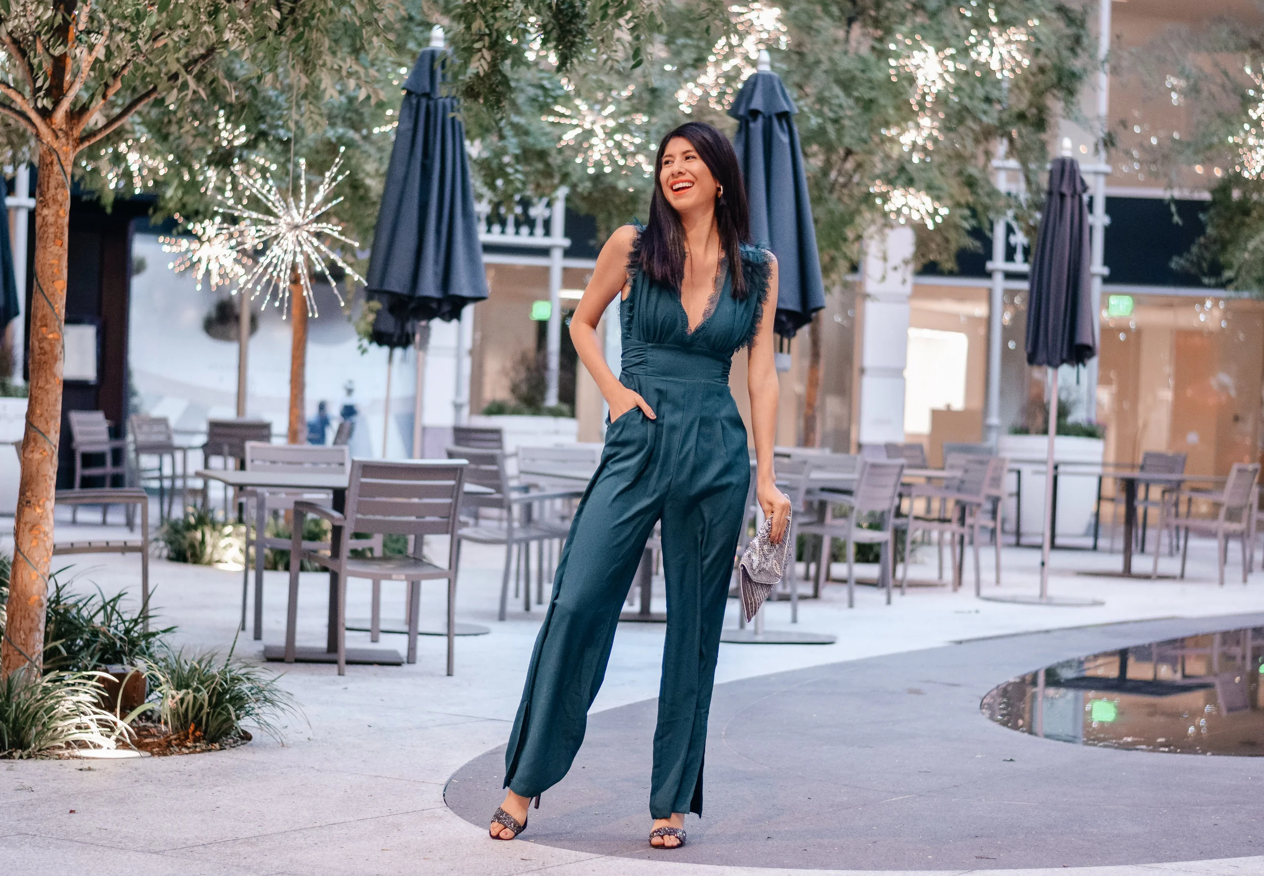 Francesca’s Northern Light Collection- Mira Lace Neckline Jumpsuit