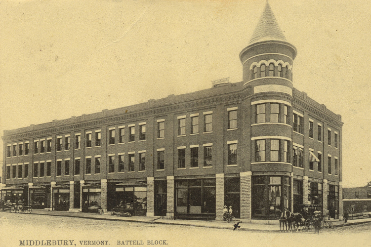 BEGINNINGS OF BATTELL BLOCK As seen in this photo from 1905, the Battell Block has been the heart of Middlebury’s downtown for more than a century. SEE MORE