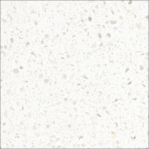 Kitchen countertops in white prism quartz, which is more scratch and stain resistant than any other natural stone or solid surface