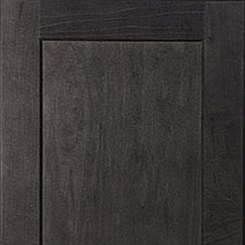 Kitchen cabinets in deep slate-stained maple; soft close hinges and drawer slides; brushed chrome pulls