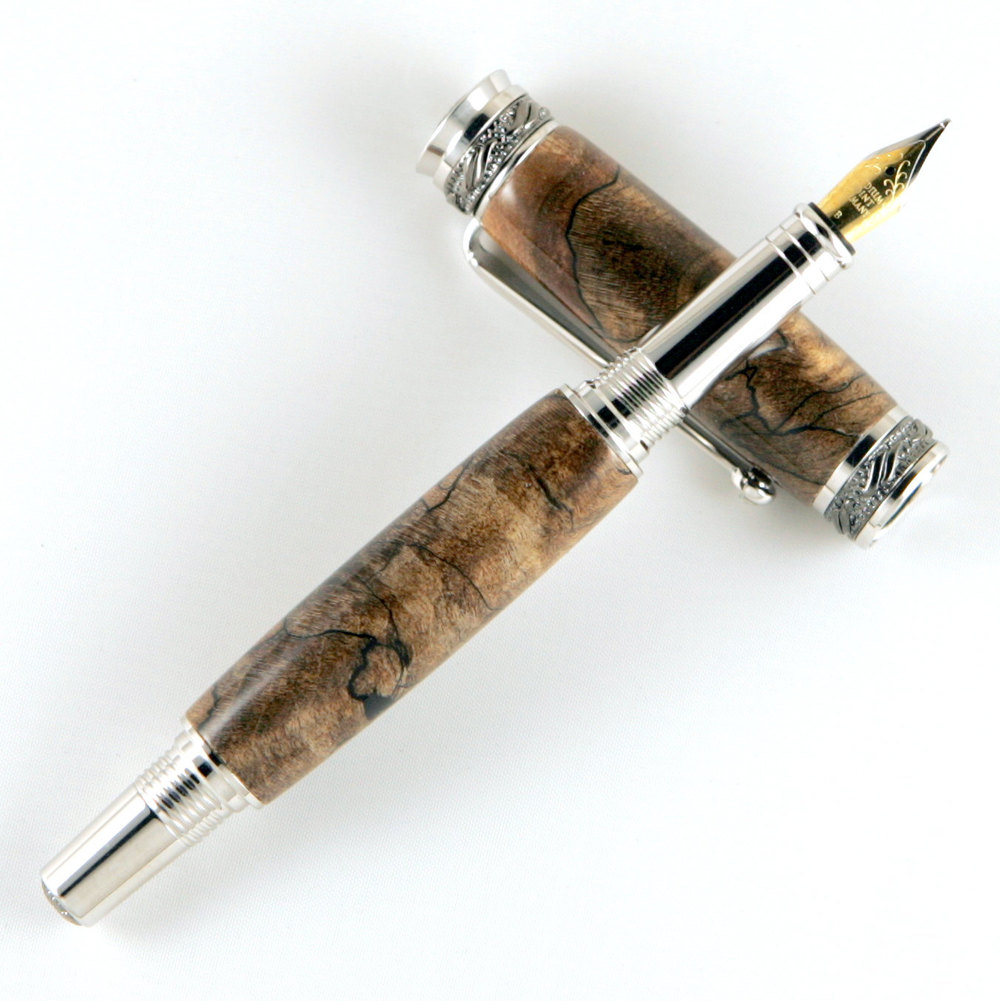 Spalted Maple Burl Majestic Jr Fountain or Rollerball Pen — Woodnotch