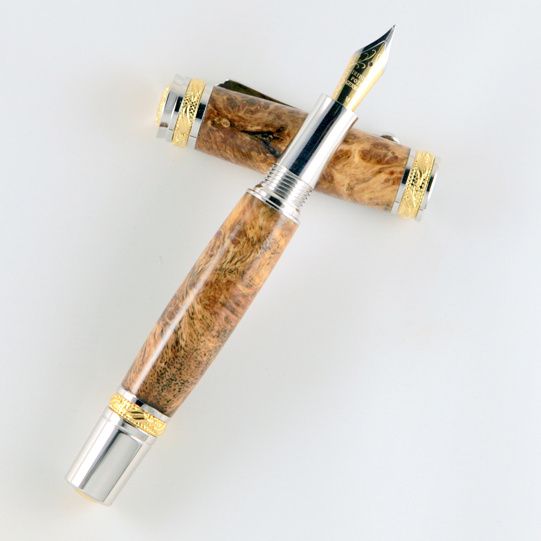 Amboyna Burl Majestic Full-Size Fountain or Rollerball Pen