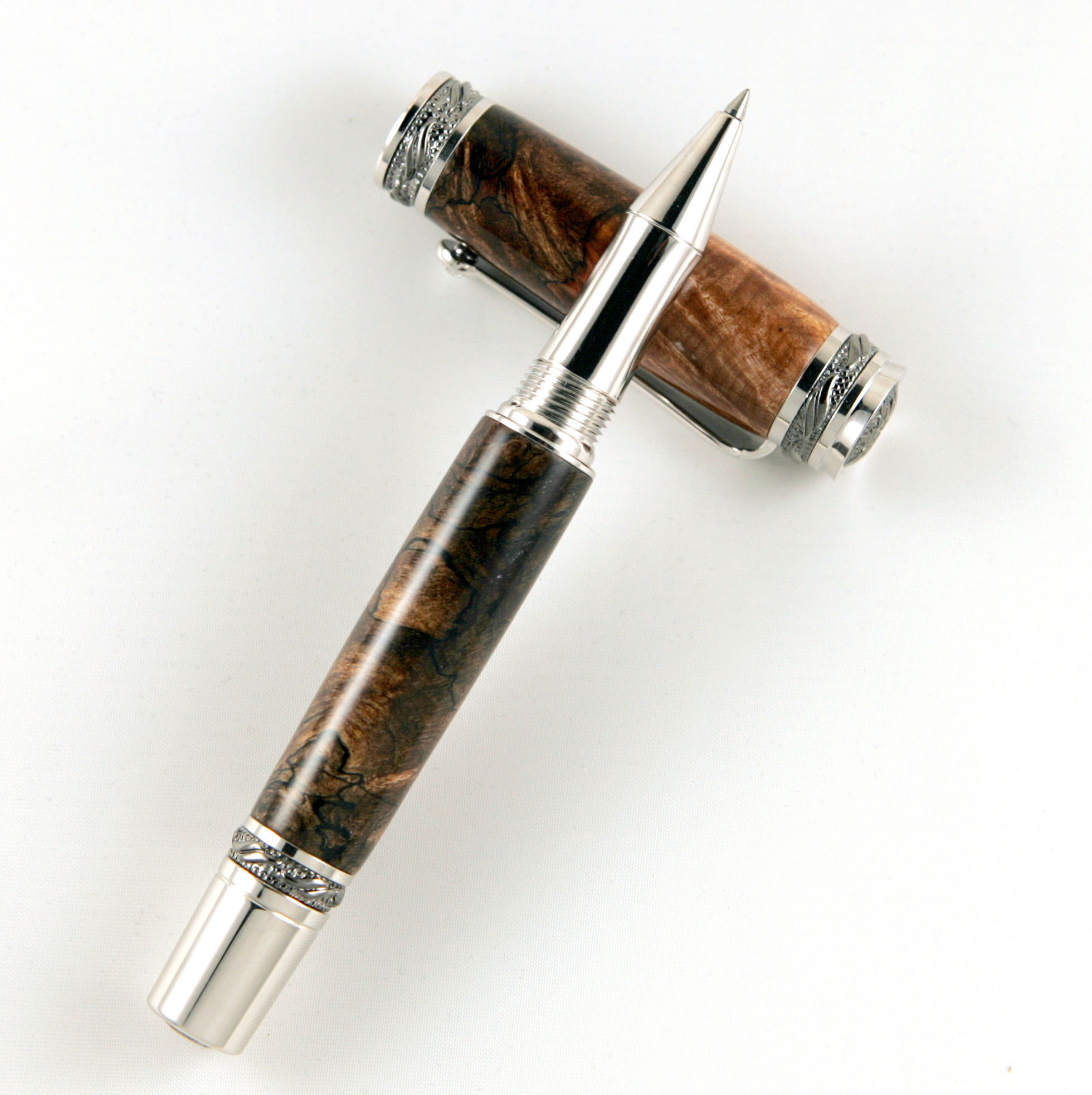 Spalted Maple Burl Majestic Full-Size Fountain or Rollerball Pen
