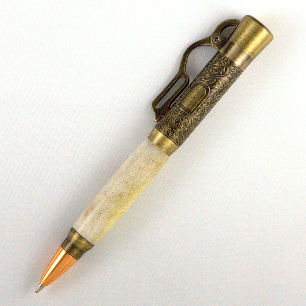 Custom Made 30 Cal Bullet Bolt Action Pen, Gun Metal Finish, Buckeye Burl  Wood Body by WakefieldWoodworker