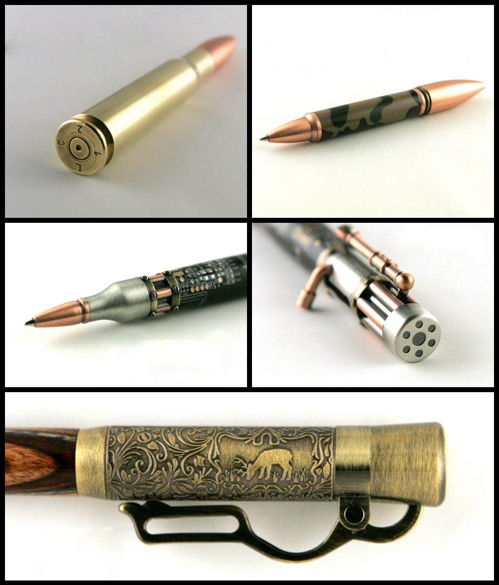 Custom Made 30 Cal Bullet Bolt Action Pen, Gun Metal Finish, Buckeye Burl  Wood Body by WakefieldWoodworker