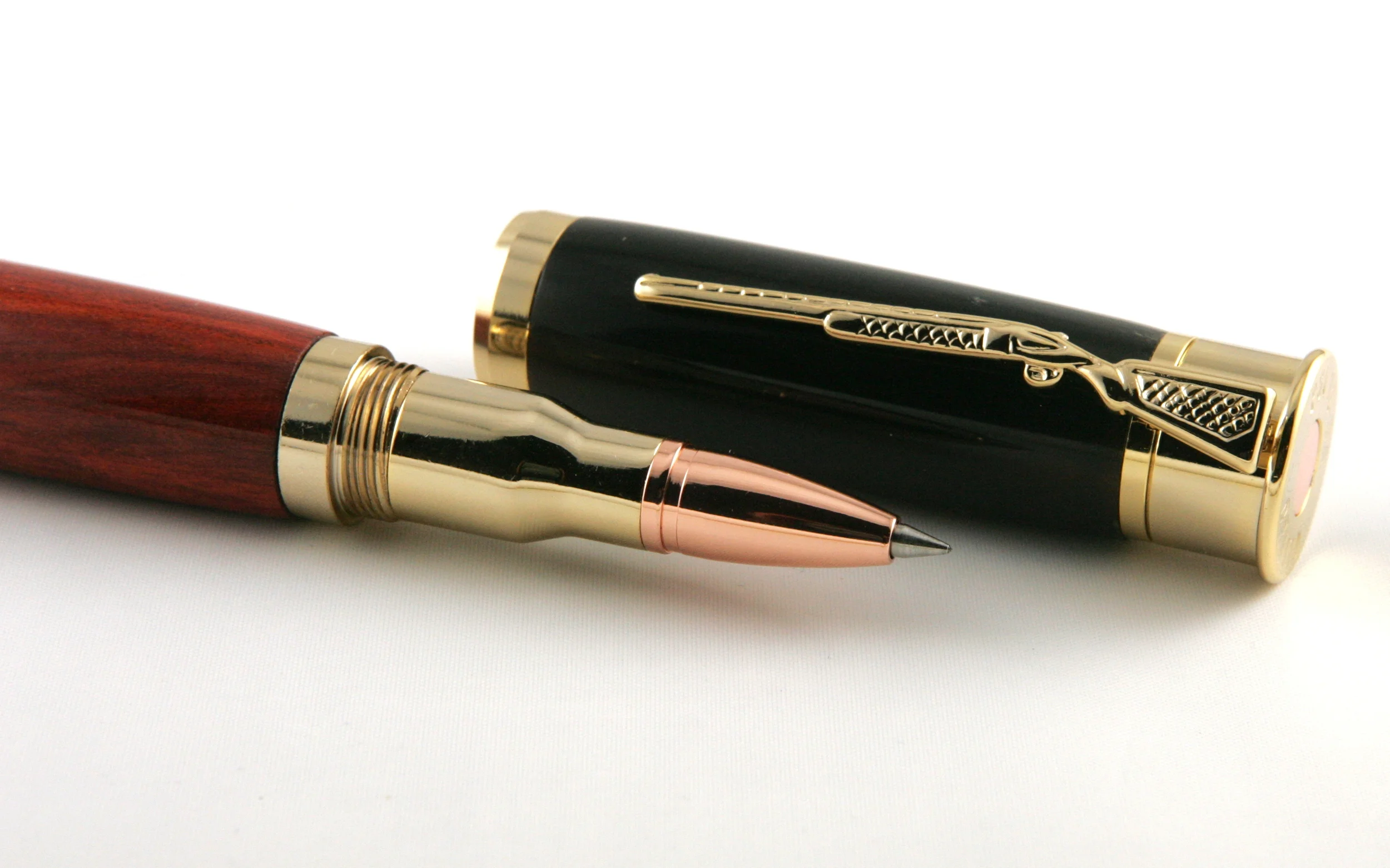 Genuine Indian Buffalo Horn and Redheart 24kt Gold Shotgun Rollerball Pen