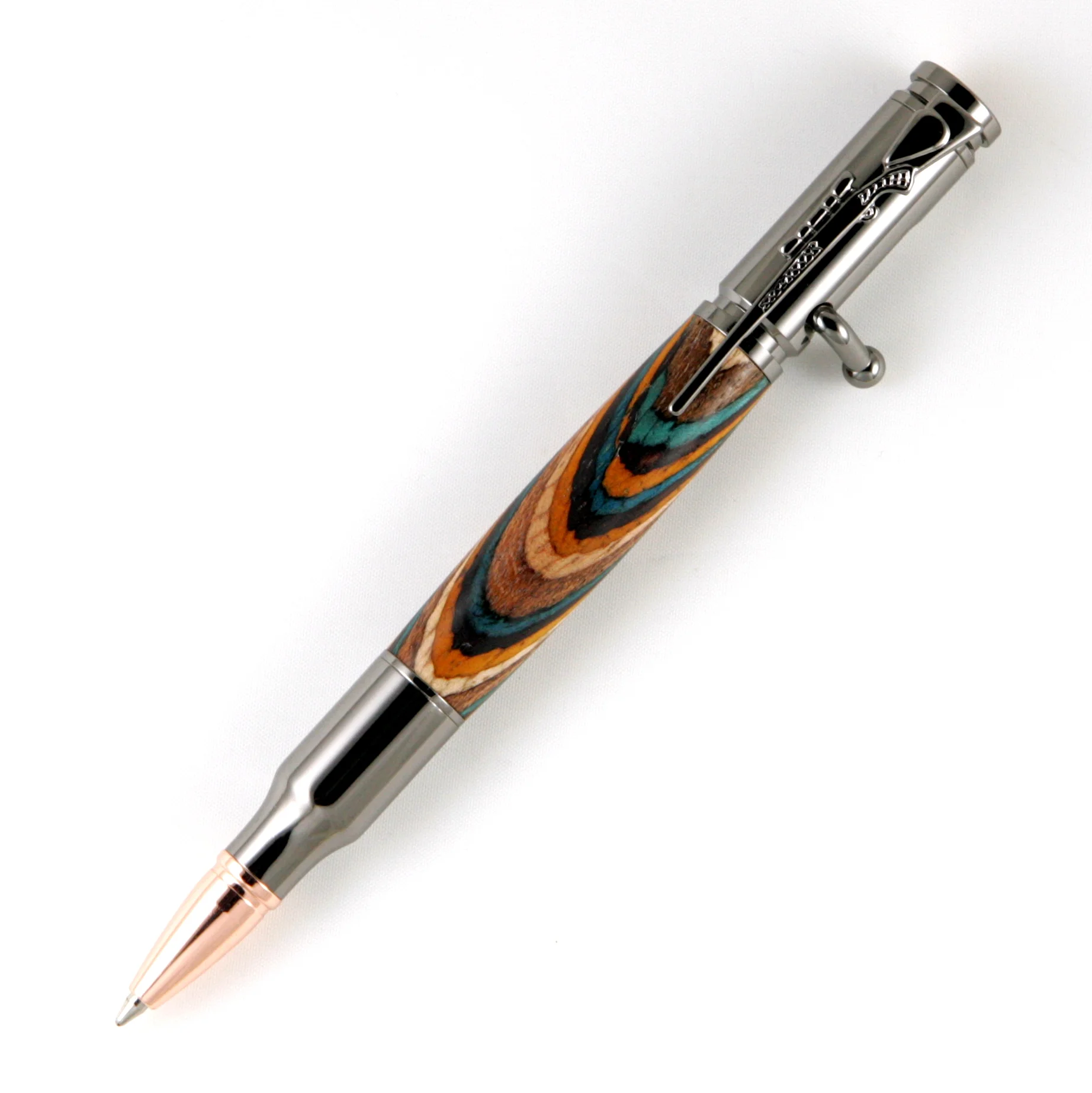 Southwest Dymondwood 30 Caliber Bolt Action Gun Metal Bullet Cartridge Pen