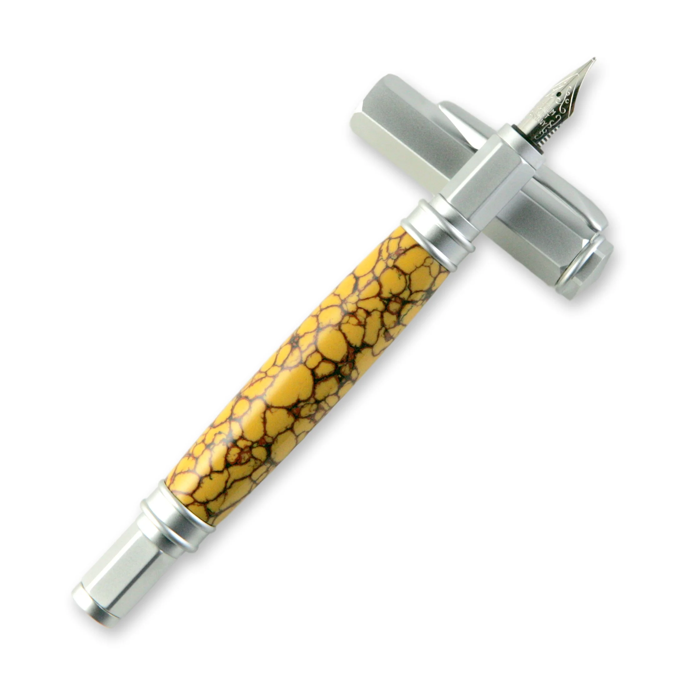 Dino Bone TruStone Magnetic Vertex Brushed Satin Fountain or Rollerball Pen