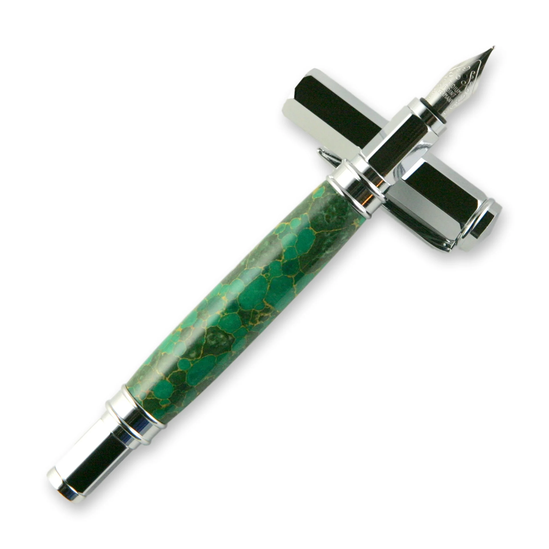 Arizona Jade TruStone Magnetic Vertex Chrome Fountain or Rollerball Pen
