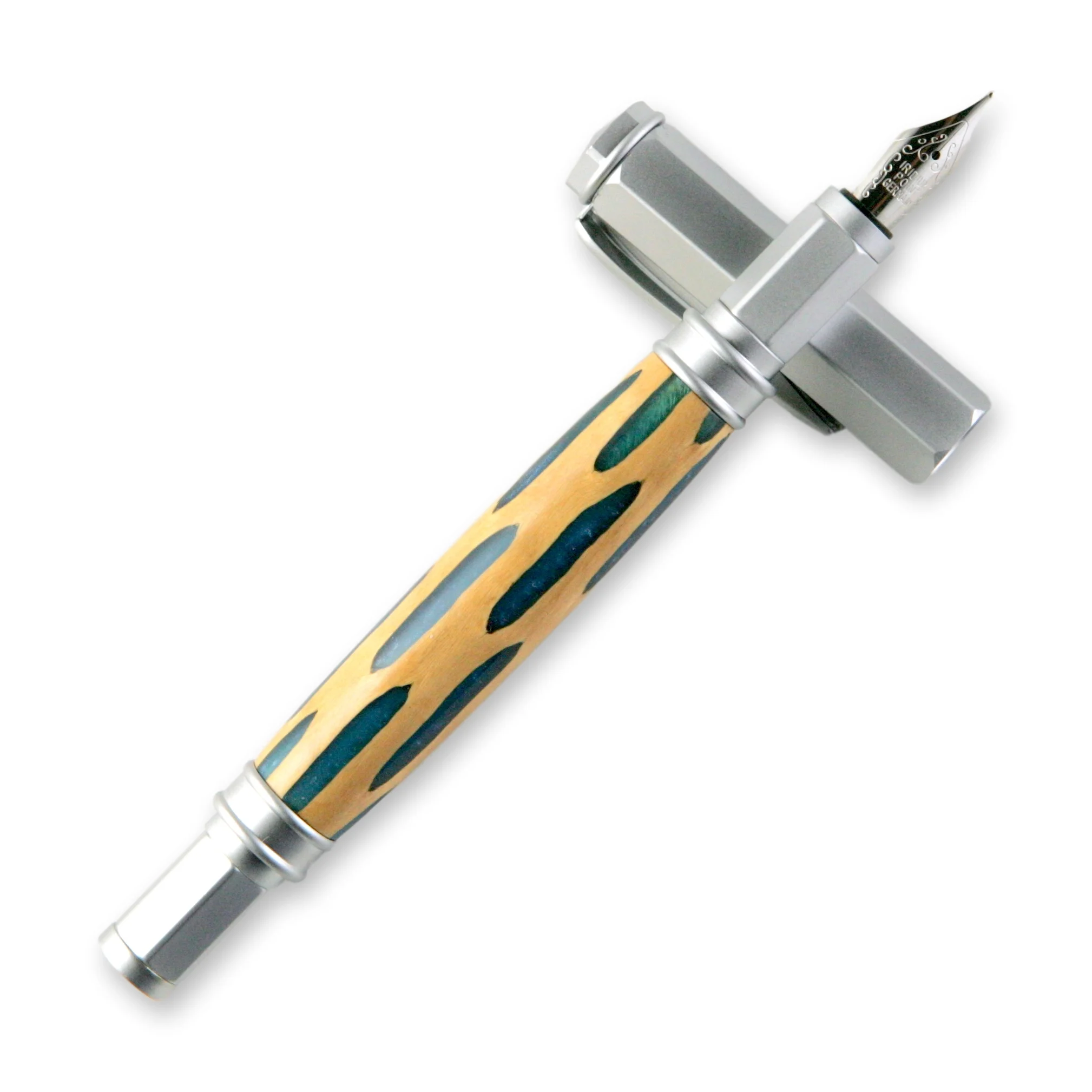 Cholla Cactus with Resin Magnetic Vertex Brushed Satin Fountain or Rollerball Pen