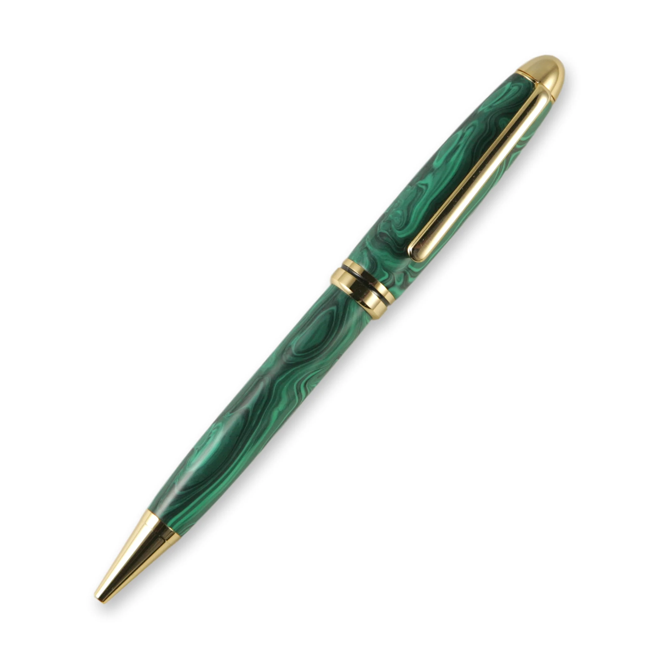 Malachite TruStone Designer 24k Gold Twist Pen