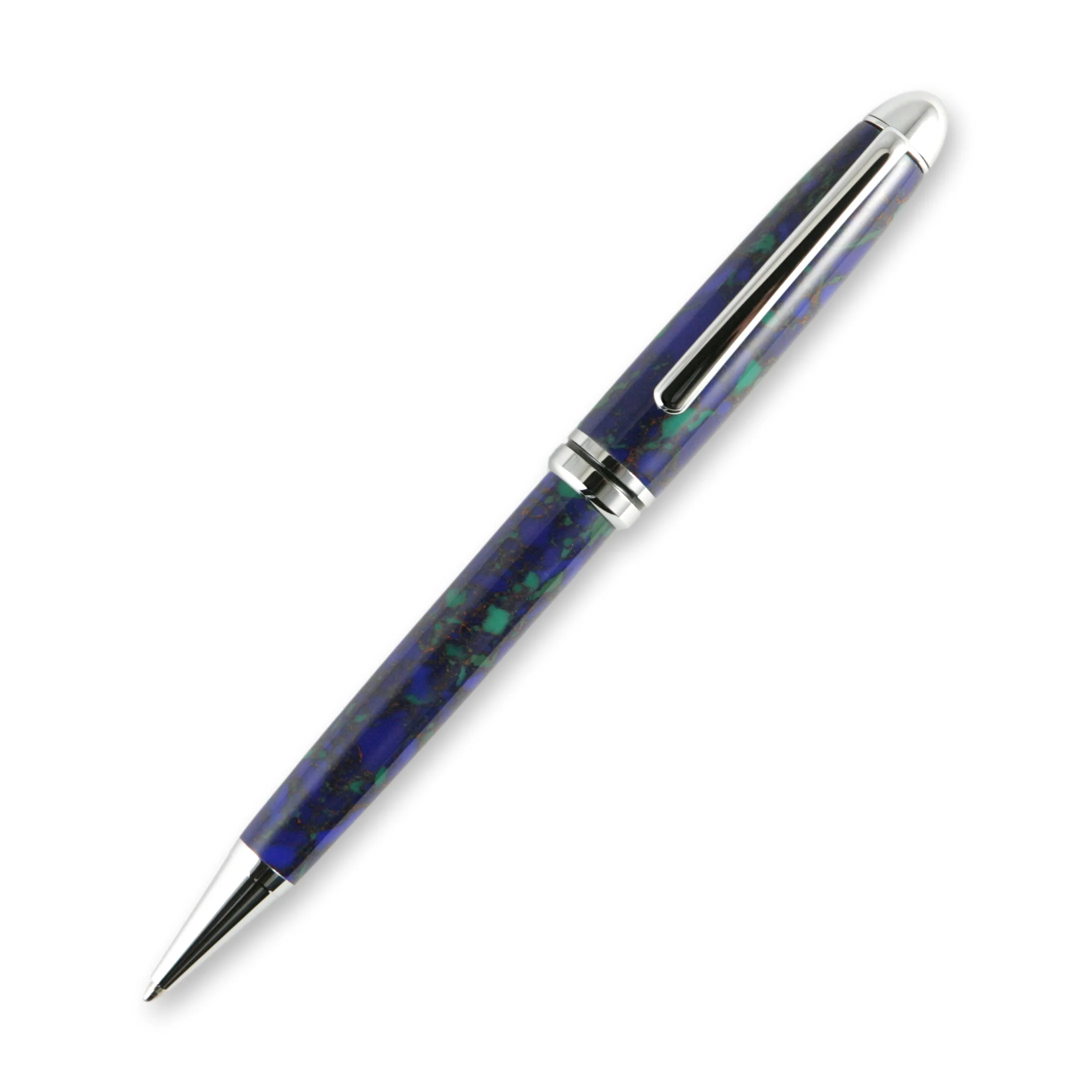 Azurite Malachite TruStone Designer Chrome Twist Pen
