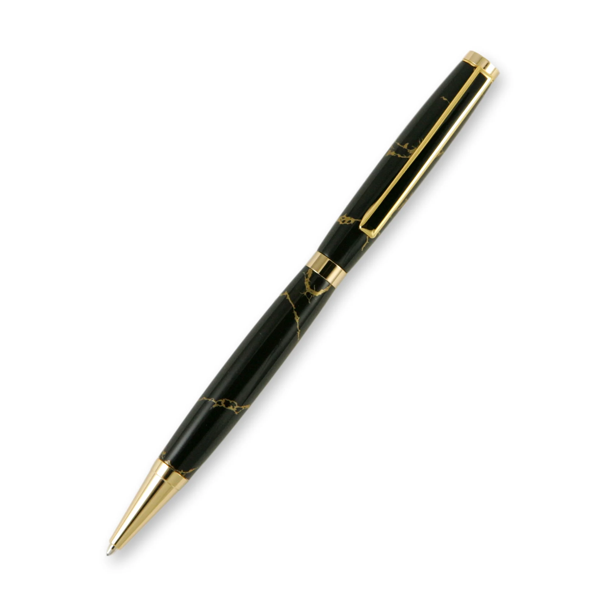 Black and Gold TruStone Slimline 24k Gold Twist Pen