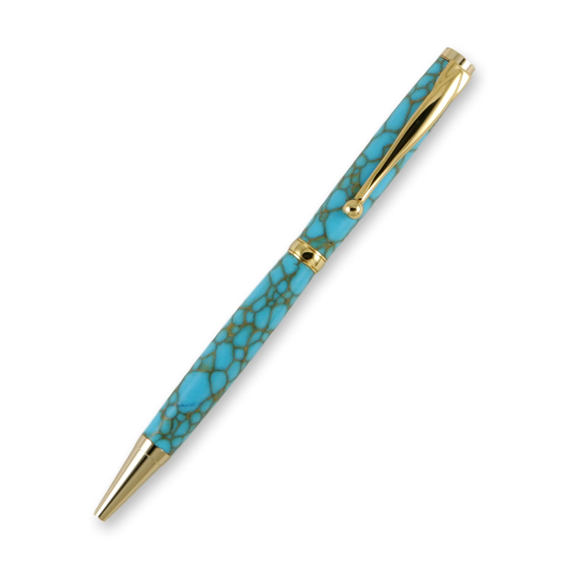 Turquoise Web TruStone Slimline 24k Gold Twist Pen
