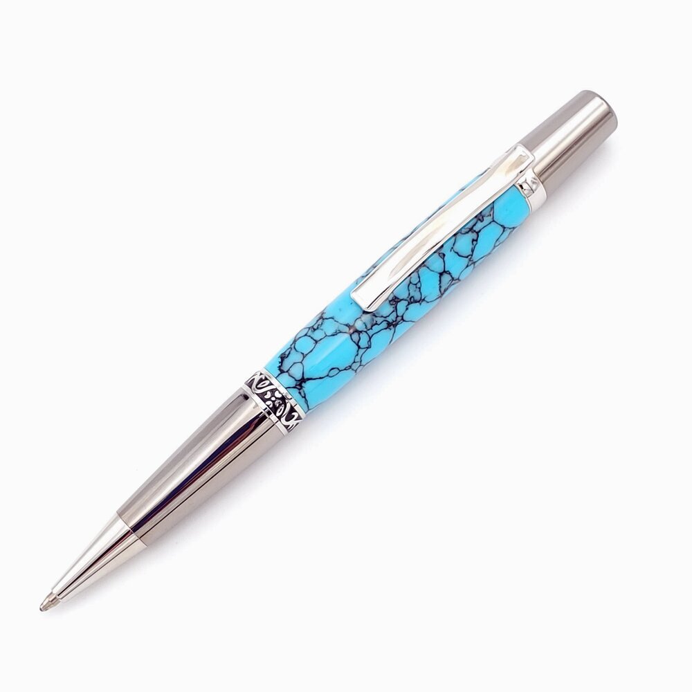 Turquoise Black Web TruStone Elegant Sierra Ballpoint Pen — Woodnotch