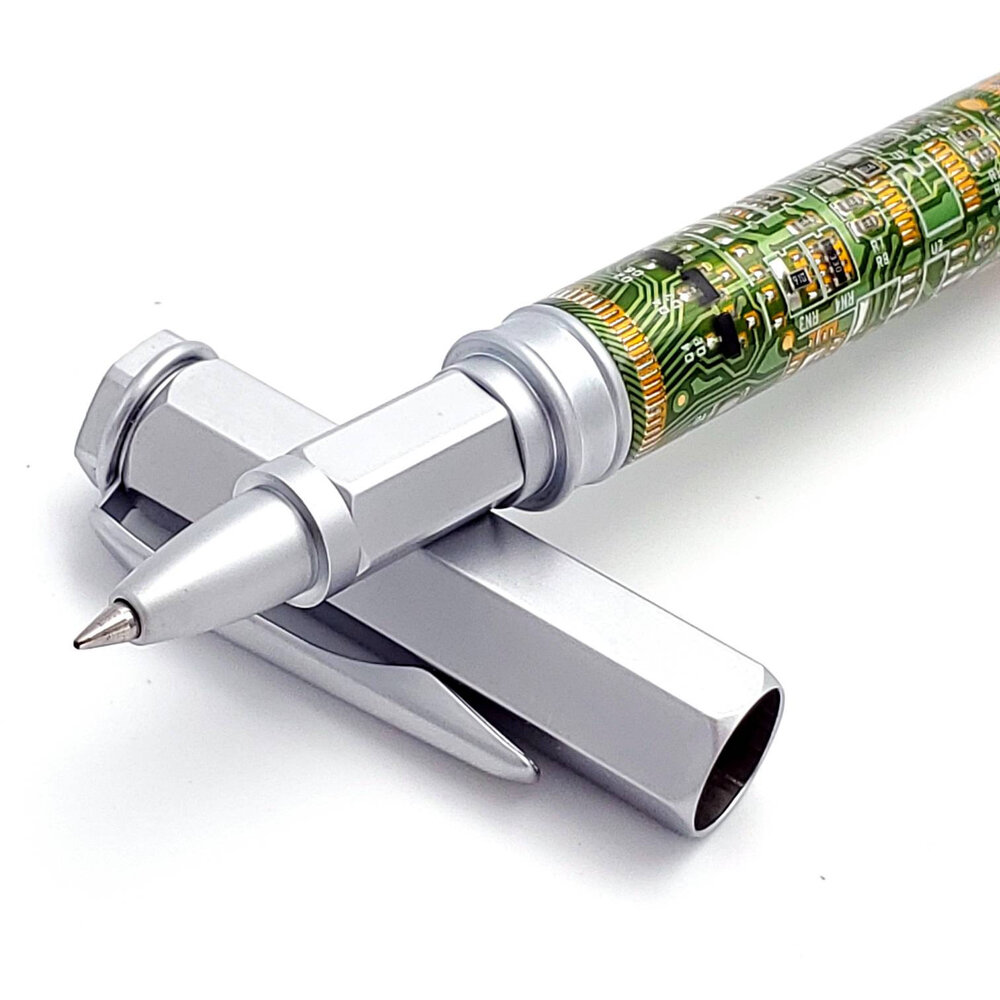 Genuine Green Circuit Board Fountain or Rollerball Magnetic Vertex Pen —  Woodnotch