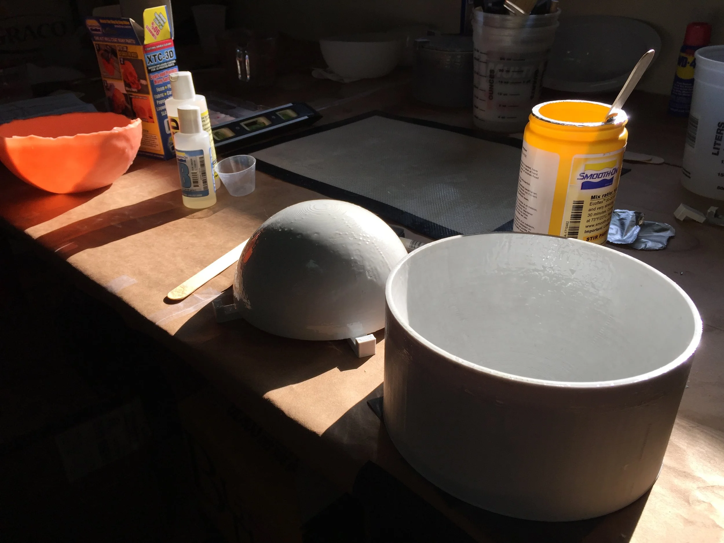 3D-printed molds for silicone prototyping.