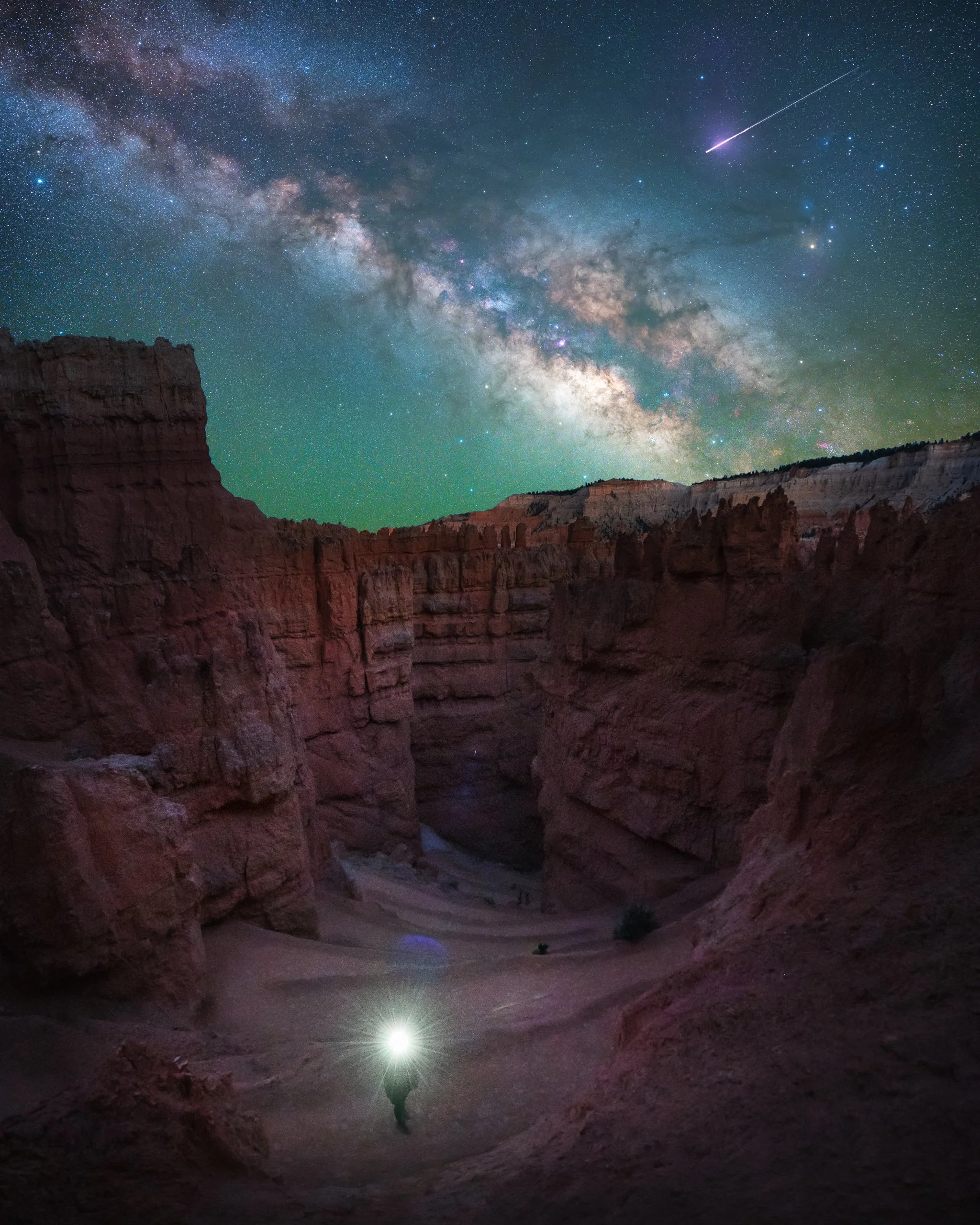 Night hiking Wall Street, Bryce Canyon, at night with my good friend Michelle