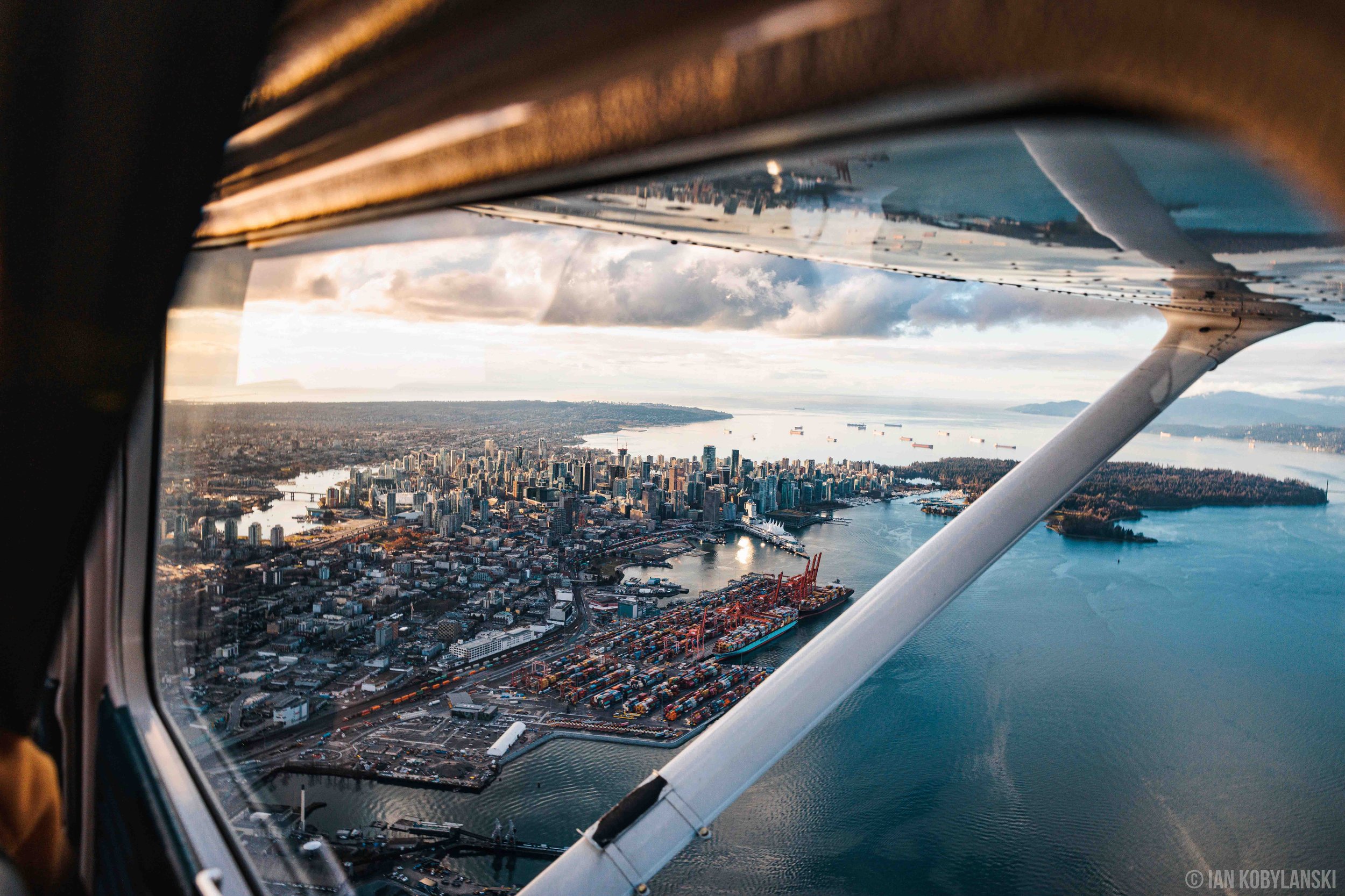  The Port of Vancouver shipyards, the Waterfront railway, and all of downtown Vancouver’s skyline with Kitsilano and UBC off in the distance. 