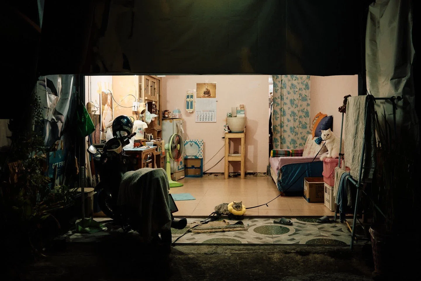 Night scenes in Thailand

1. Diorama of a cat lover
(Chiang Mai, Thailand) #fujix100v
2. Night shift construction
(Chiang Mai, Thailand) #fujix100v
3. Tangled wire shadows
(Bangkok, Thailand) #canonr5
4. Late-night portrait of the King
(Bangkok, Thai