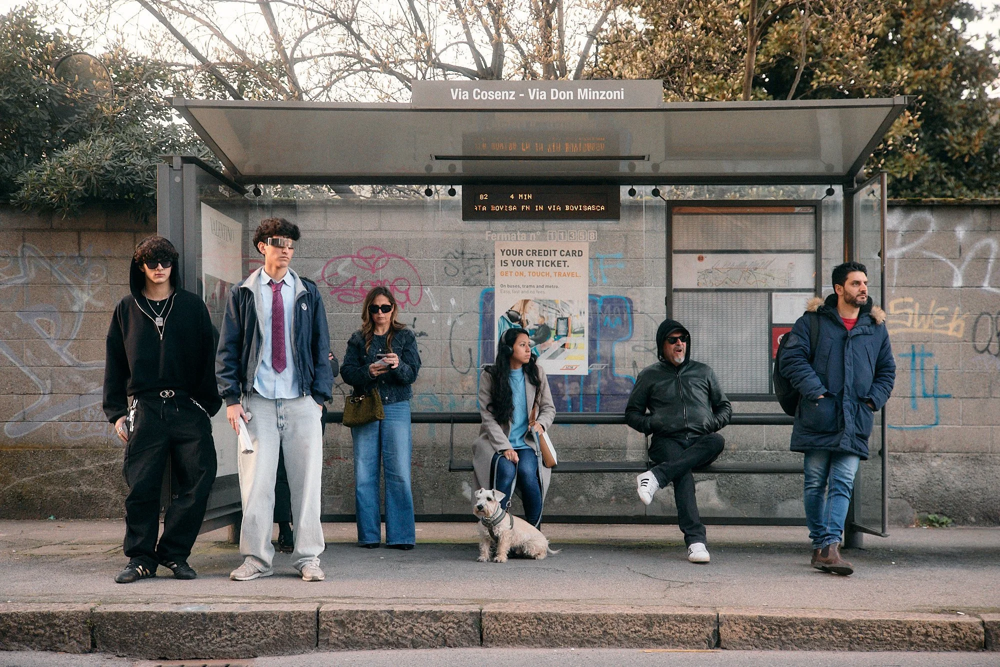 Street Photography | Milan Bus Stop | Milan, Italy