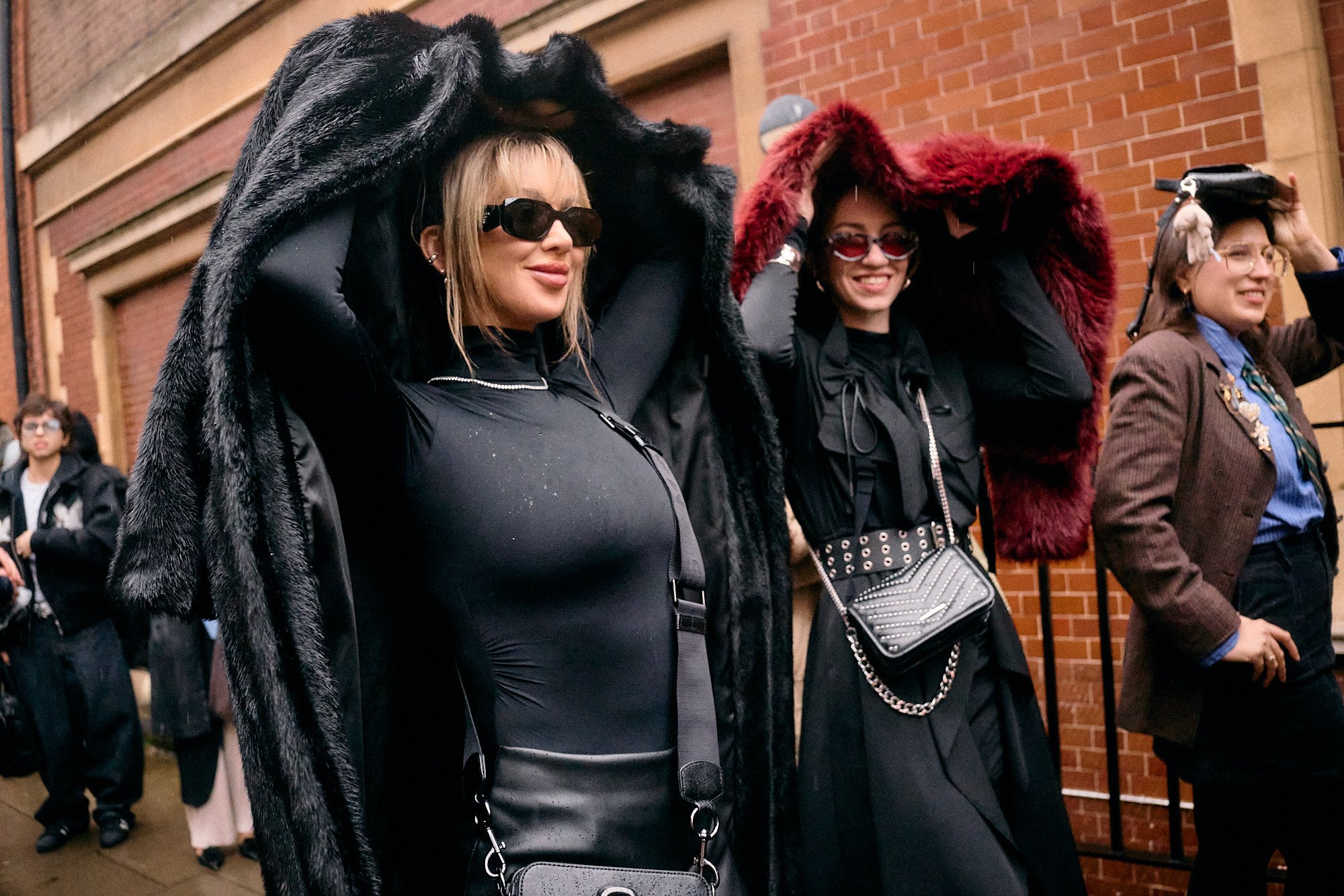 Steet Photography London | Fur Jacket Umbrellas